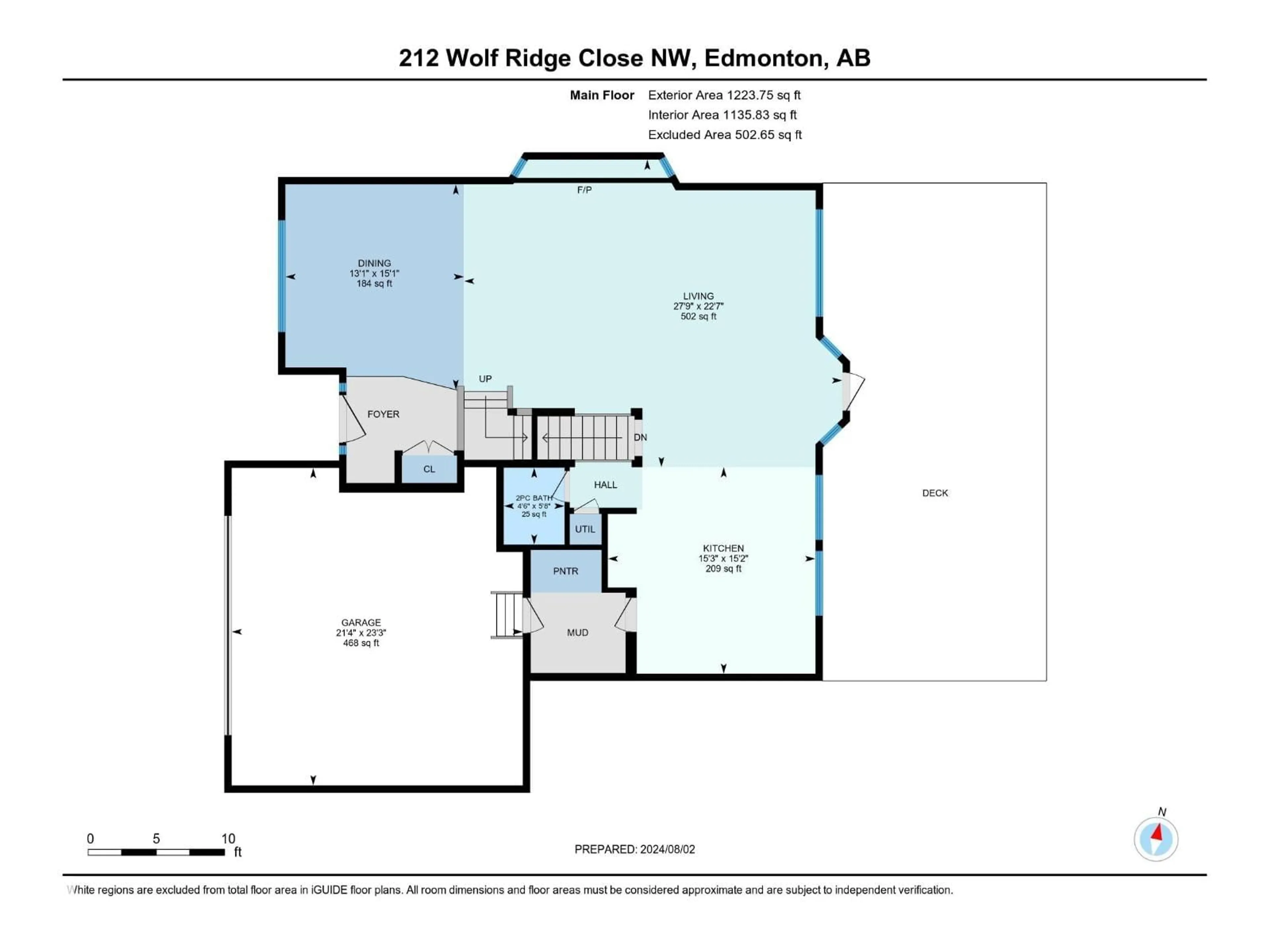 Floor plan for 212 WOLF RIDGE CL, Edmonton Alberta T5T5M7