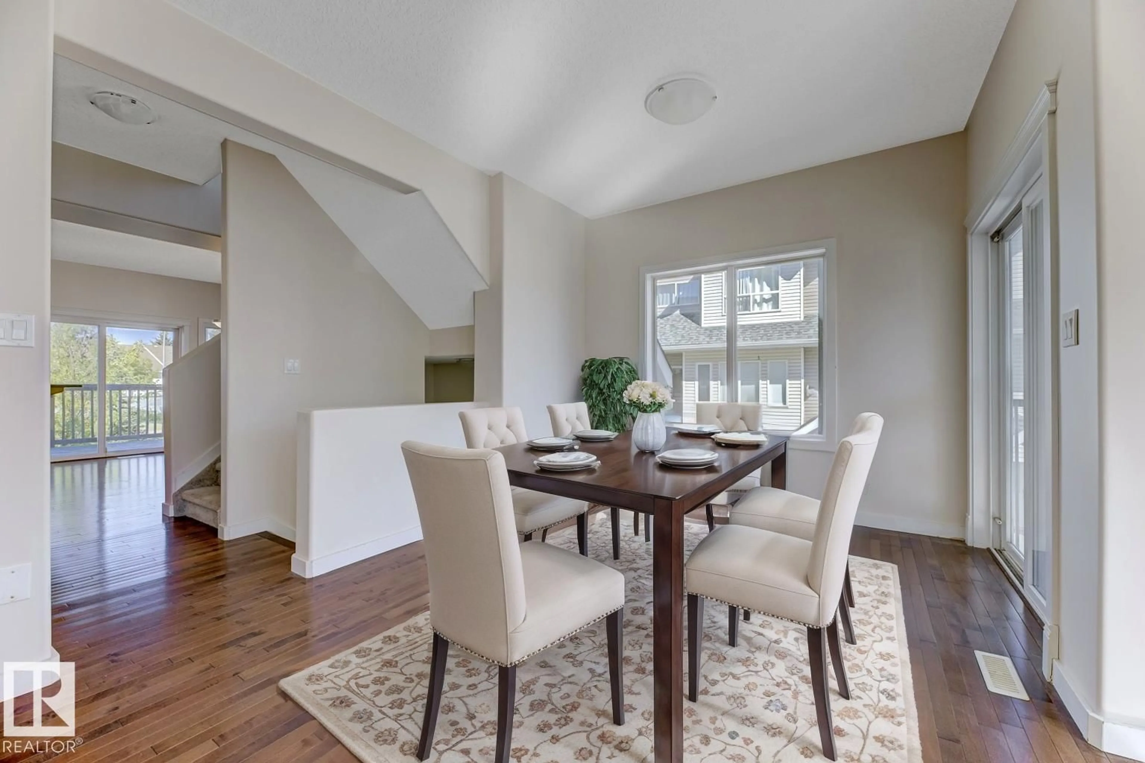 Dining room, wood/laminate floor for #35 - 13215 153 AV, Edmonton Alberta T6X1J7