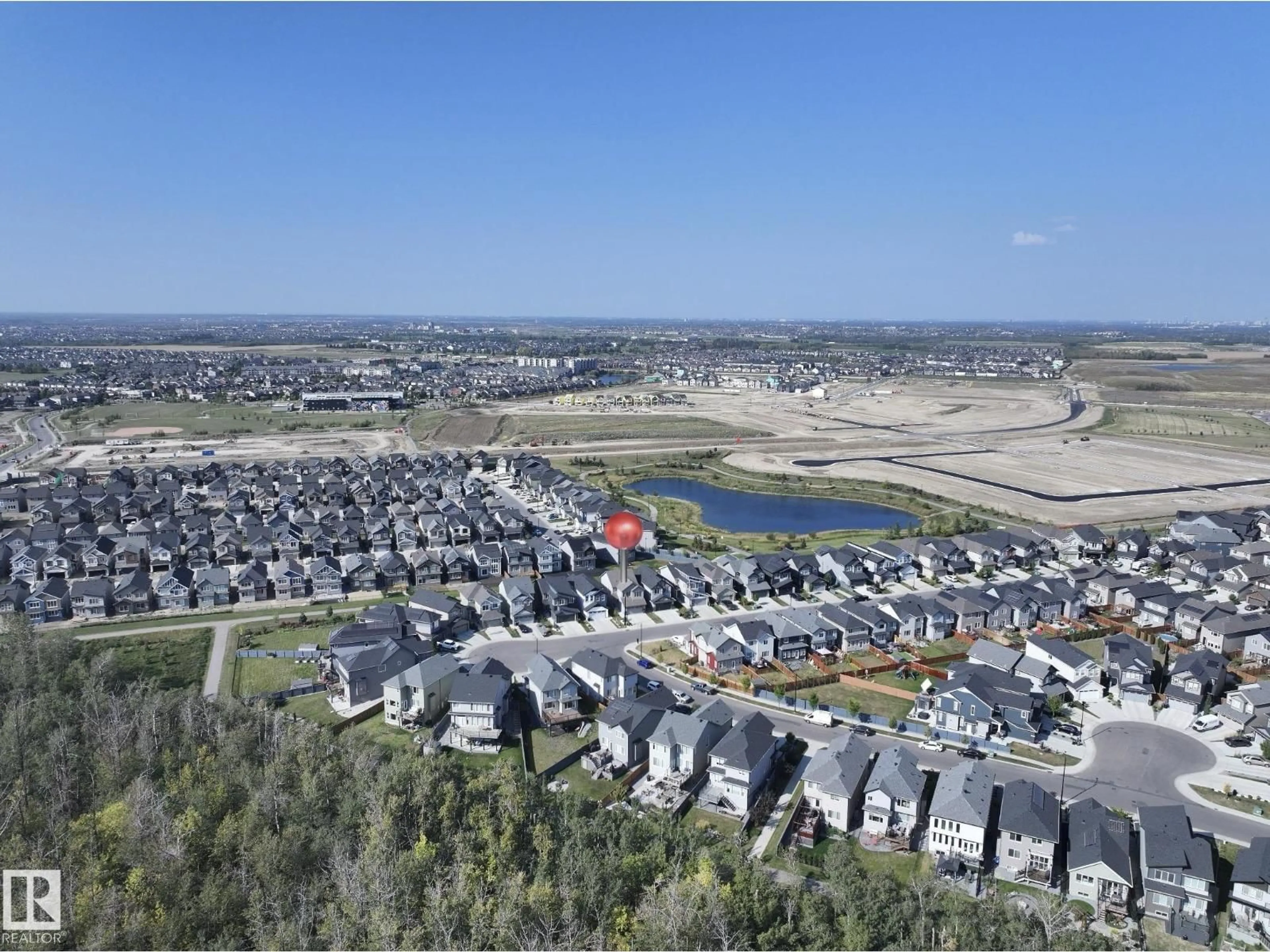 A pic from outside/outdoor area/front of a property/back of a property/a pic from drone, water/lake/river/ocean view for 2684 DONAGHEY CRESCENT, Edmonton Alberta T6W4T1