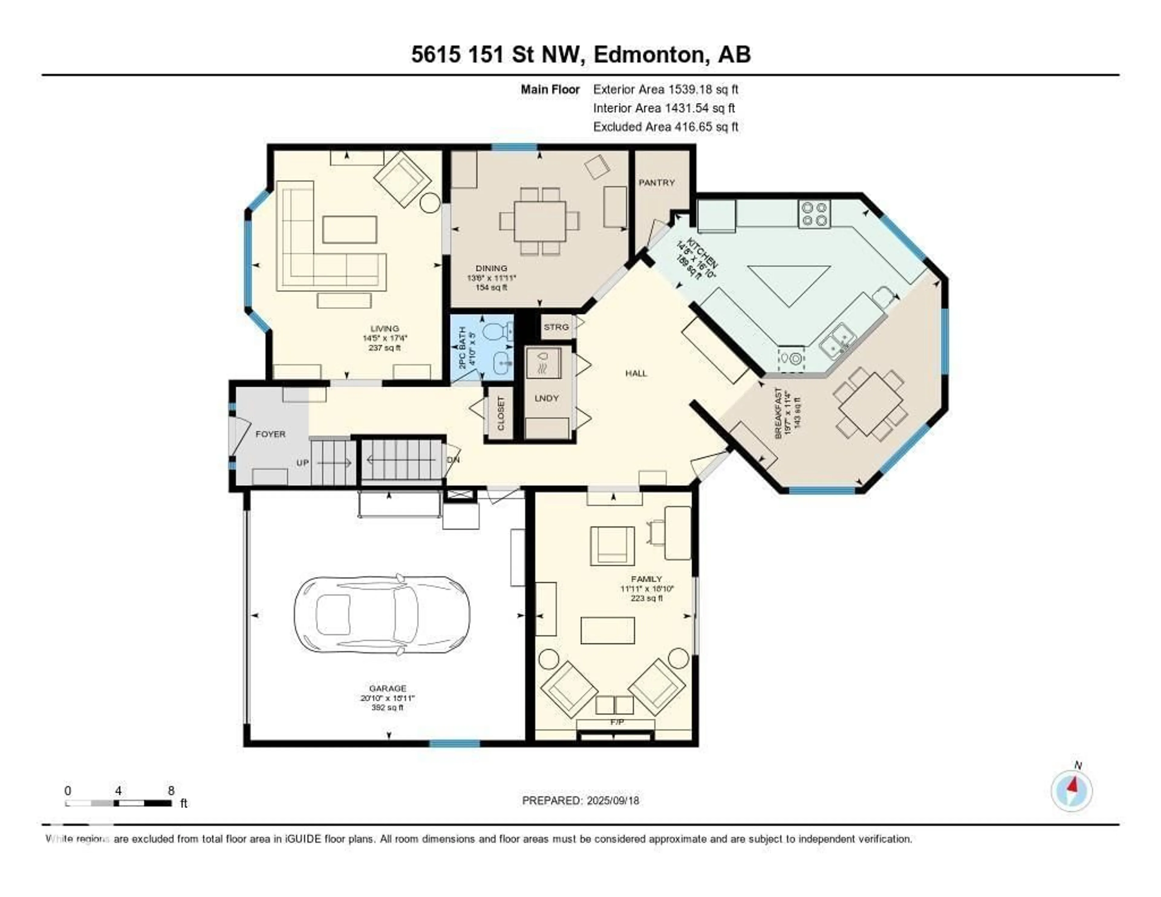 Floor plan for NW - 5615 151 ST, Edmonton Alberta T6H4Y6