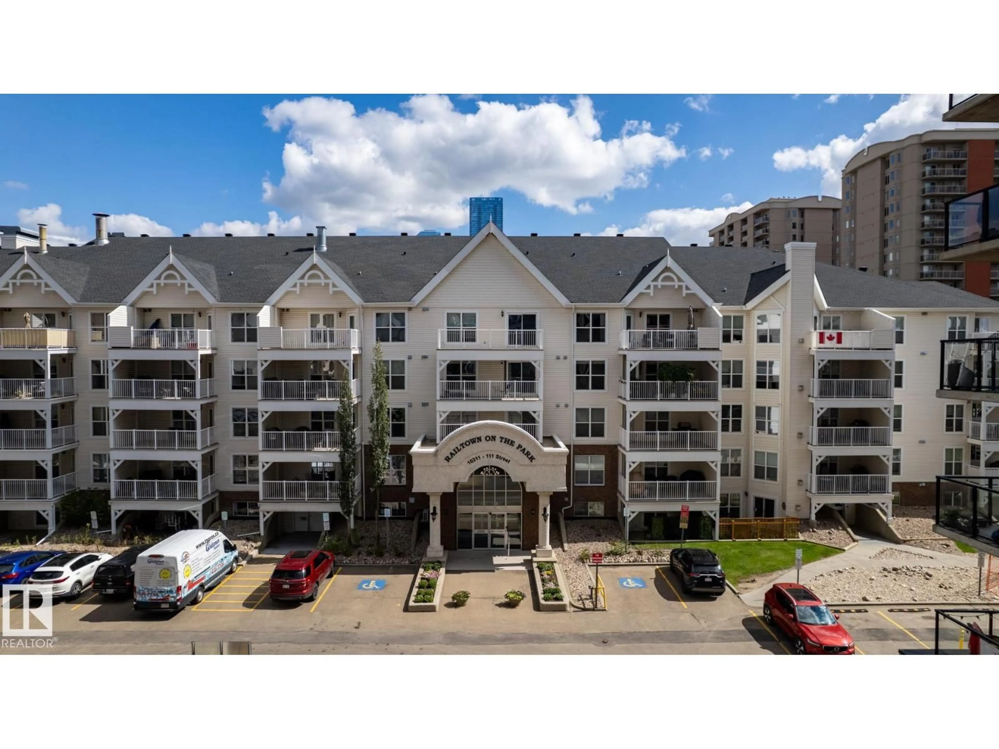 A pic from outside/outdoor area/front of a property/back of a property/a pic from drone, city buildings view from balcony for 10311 - 515 111 ST NW, Edmonton Alberta T5K2Y8