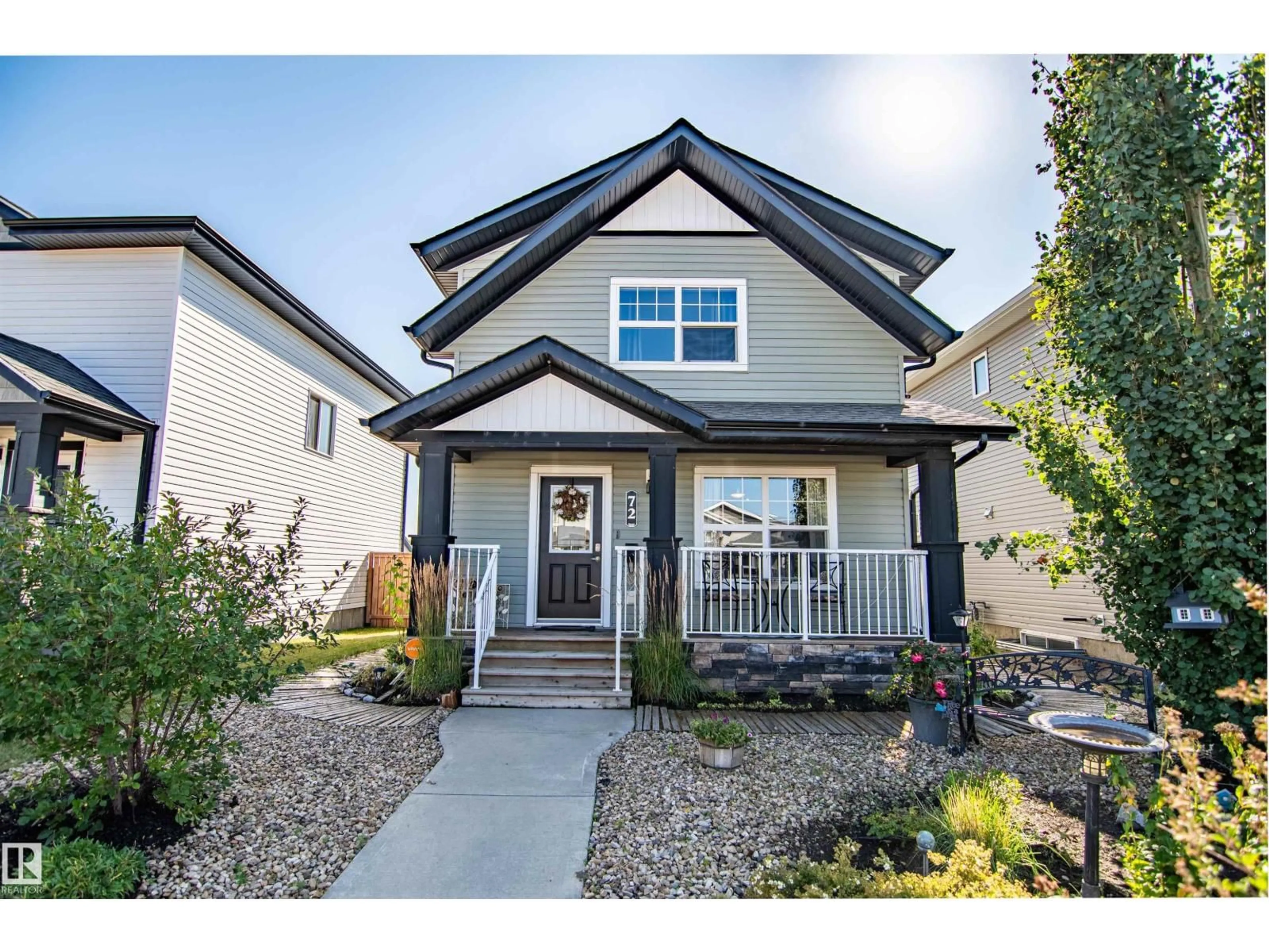 Home with vinyl exterior material, street for 72 ALMOND CRESCENT, Blackfalds Alberta T4M0J6