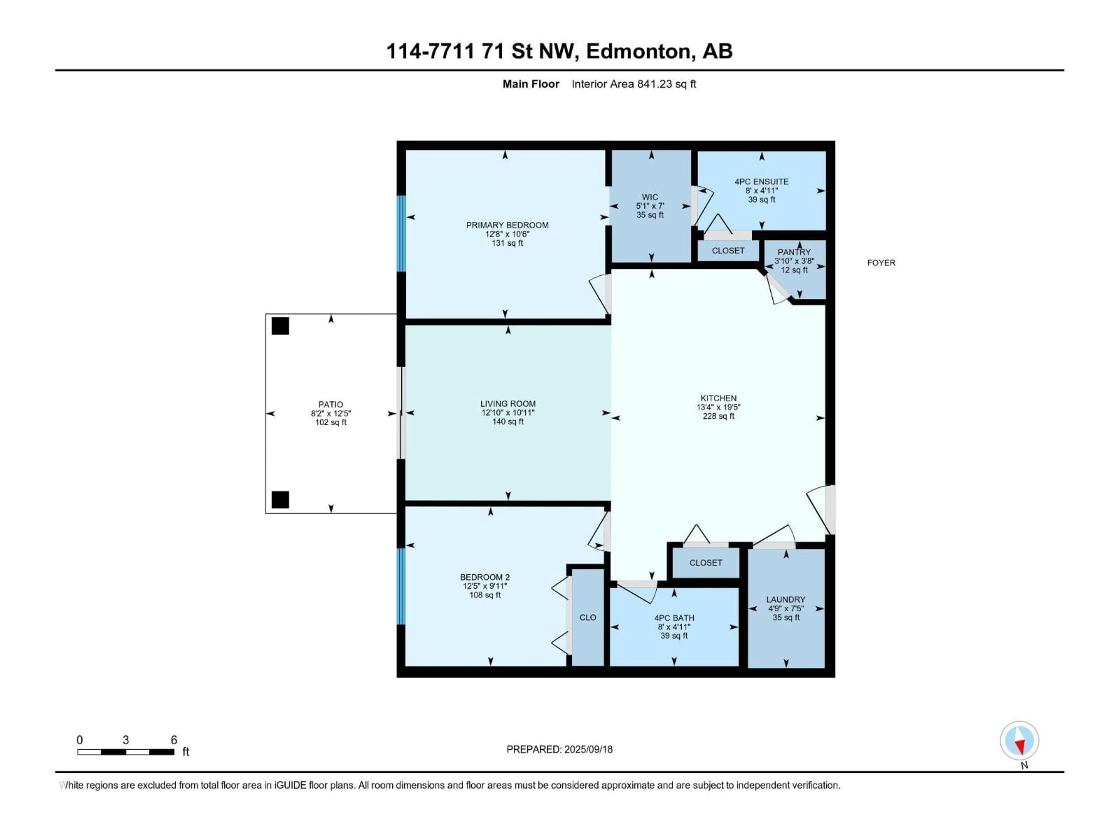 Floor plan for 114 7711 71 ST NW, Edmonton Alberta T6B0M3
