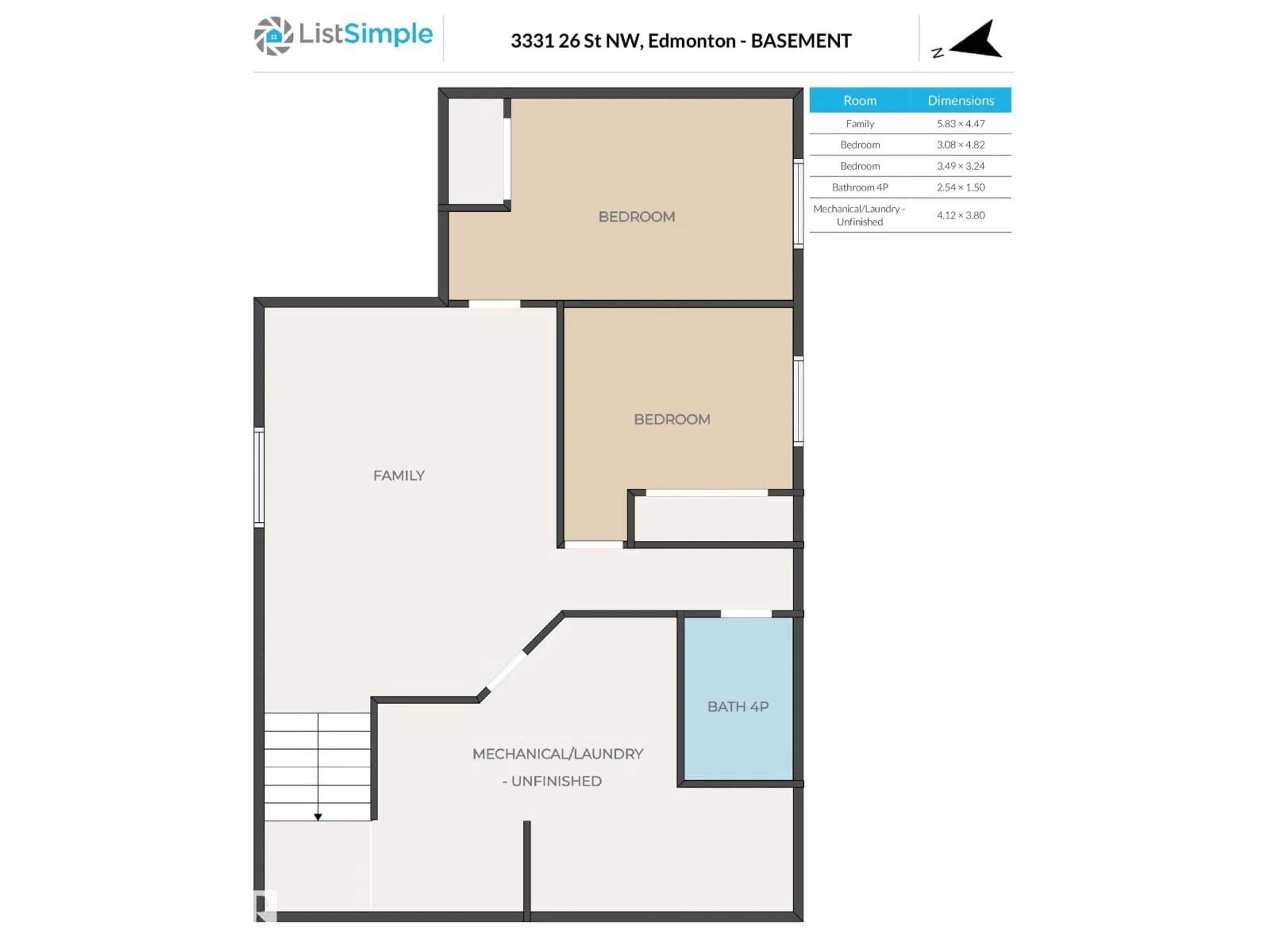 Floor plan for 3331 26 ST, Edmonton Alberta T6T1Z4