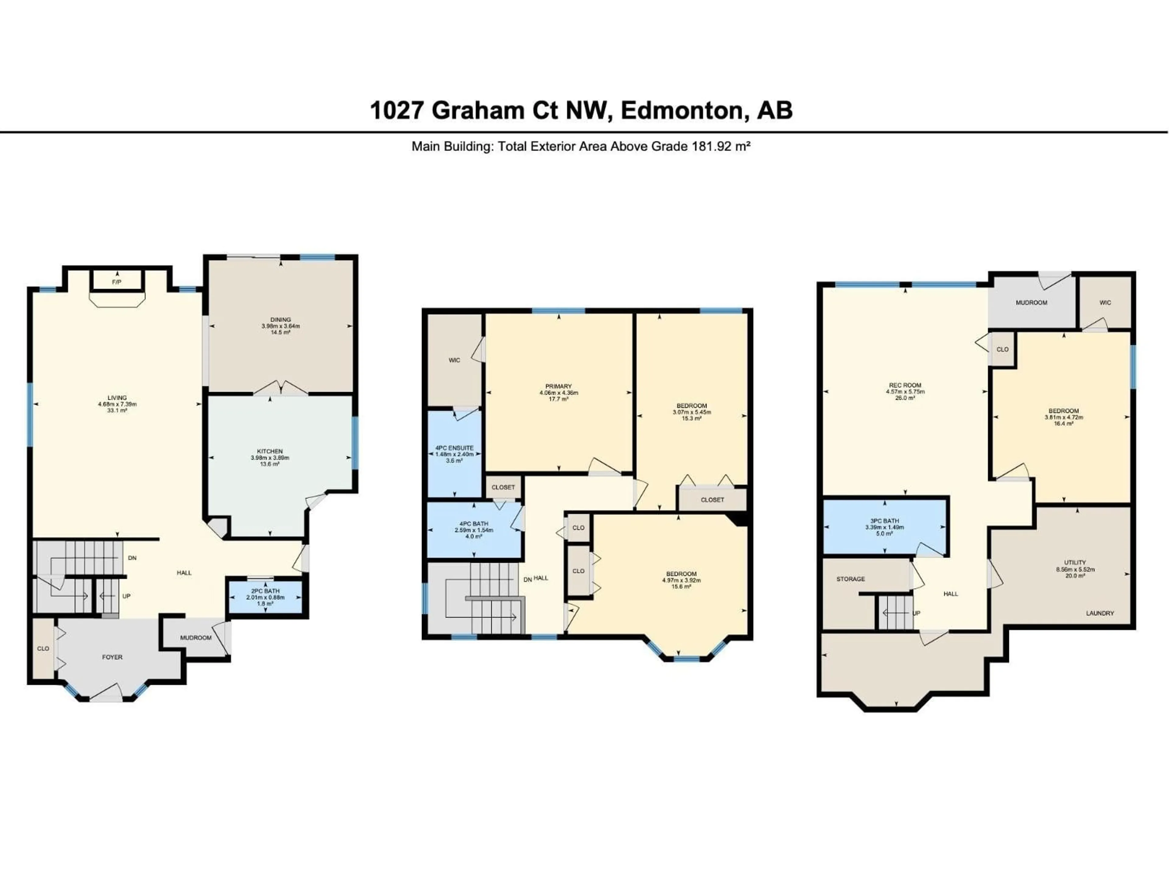 Floor plan for 1027 GRAHAM CO, Edmonton Alberta T5T6L4