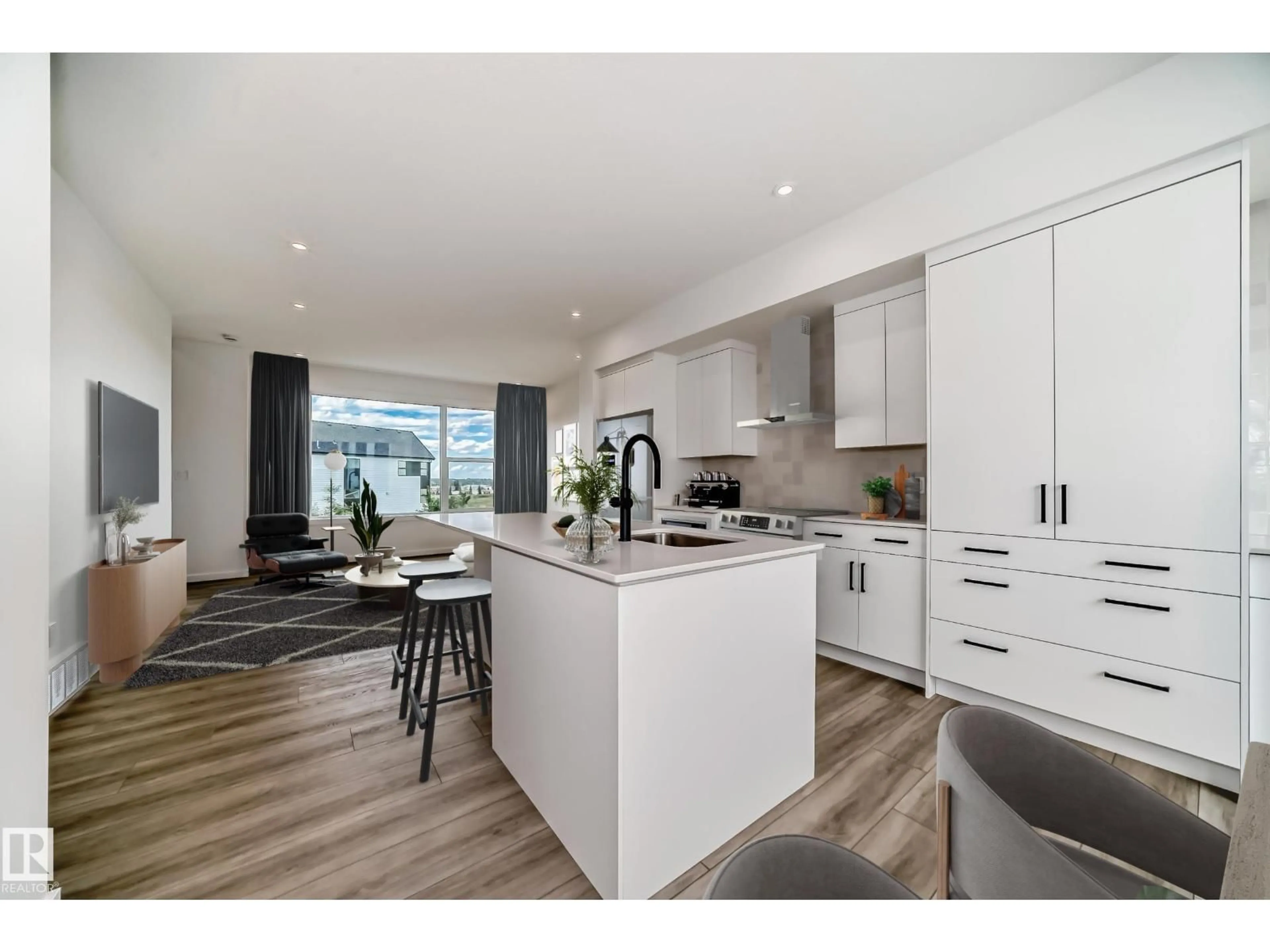 Open concept kitchen, wood/laminate floor for 5 - 66 RONDEAU DR, St. Albert Alberta T8N7X8