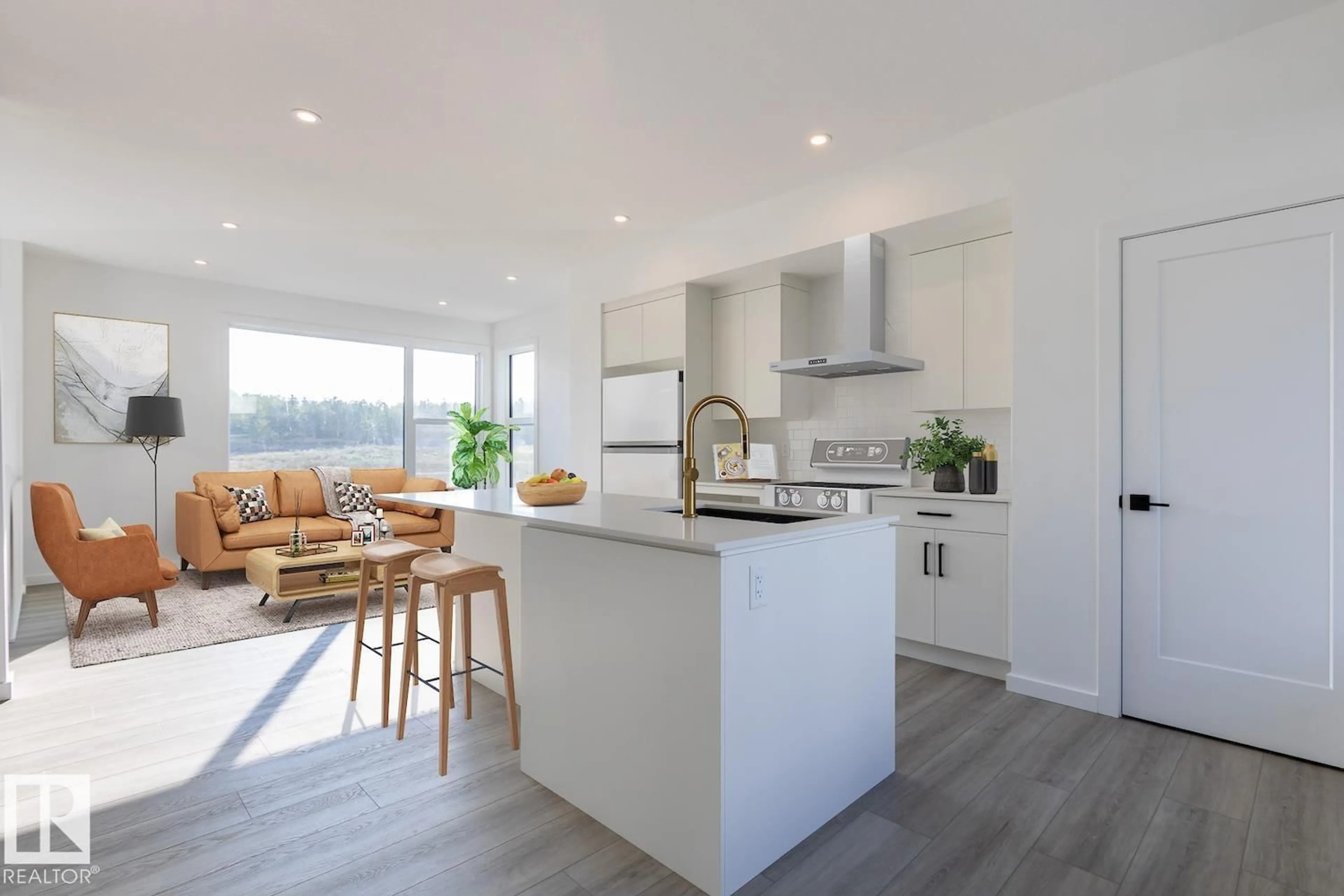 Open concept kitchen, wood/laminate floor for 5 - 68 RONDEAU DR, St. Albert Alberta T8N7X8