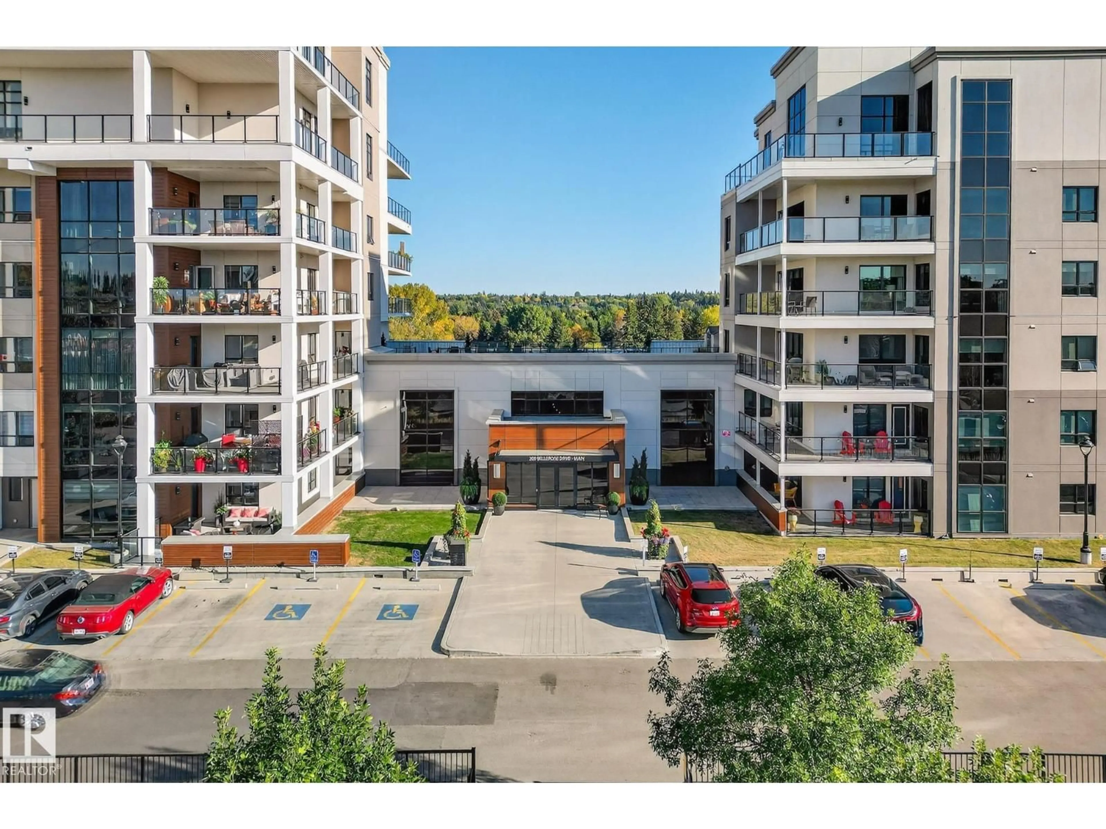 A pic from outside/outdoor area/front of a property/back of a property/a pic from drone, city buildings view from balcony for 200 - 418 BELLEROSE DR, St. Albert Alberta T8N7P7