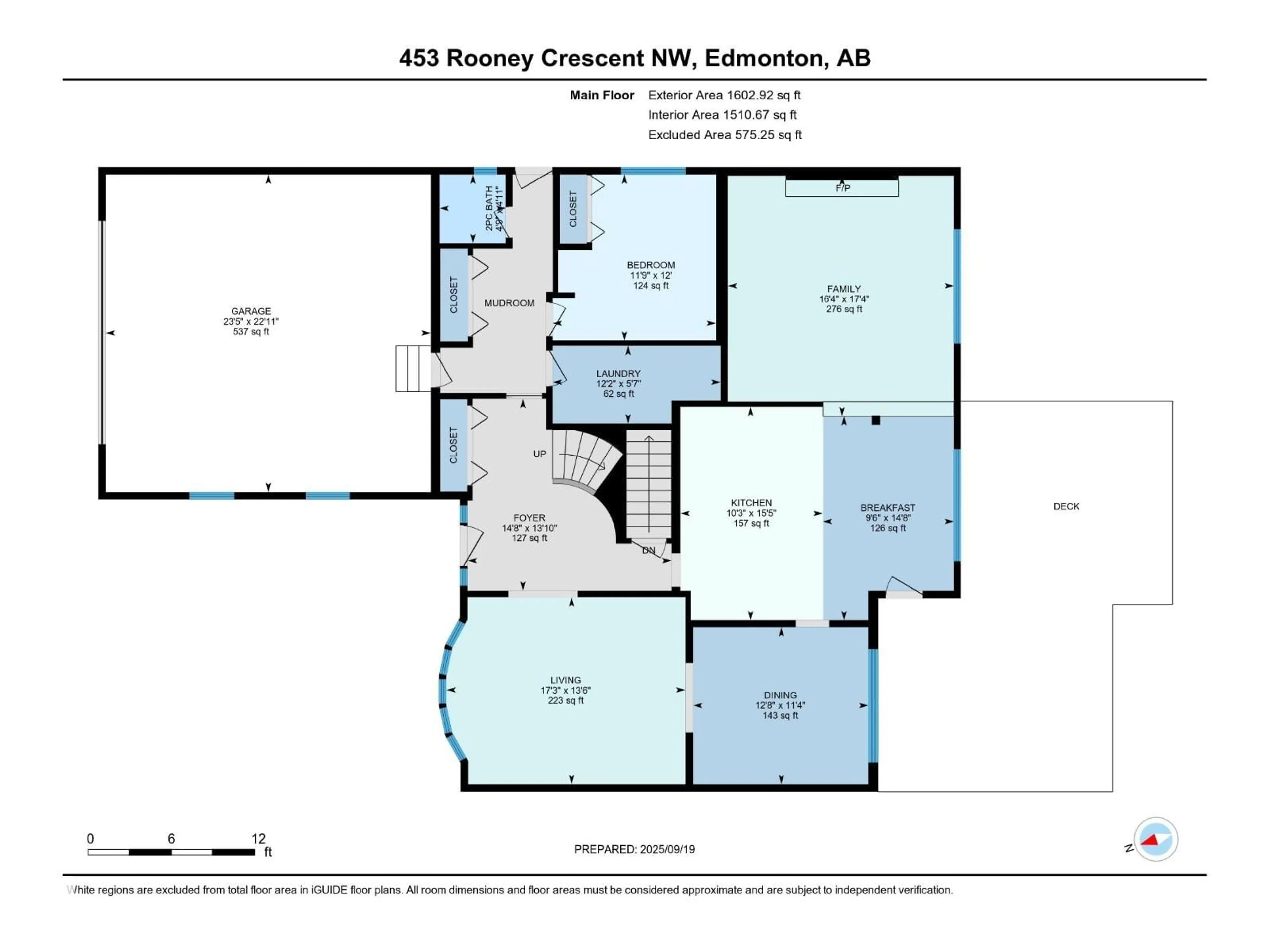 Floor plan for 453 ROONEY CR, Edmonton Alberta T6R1E1