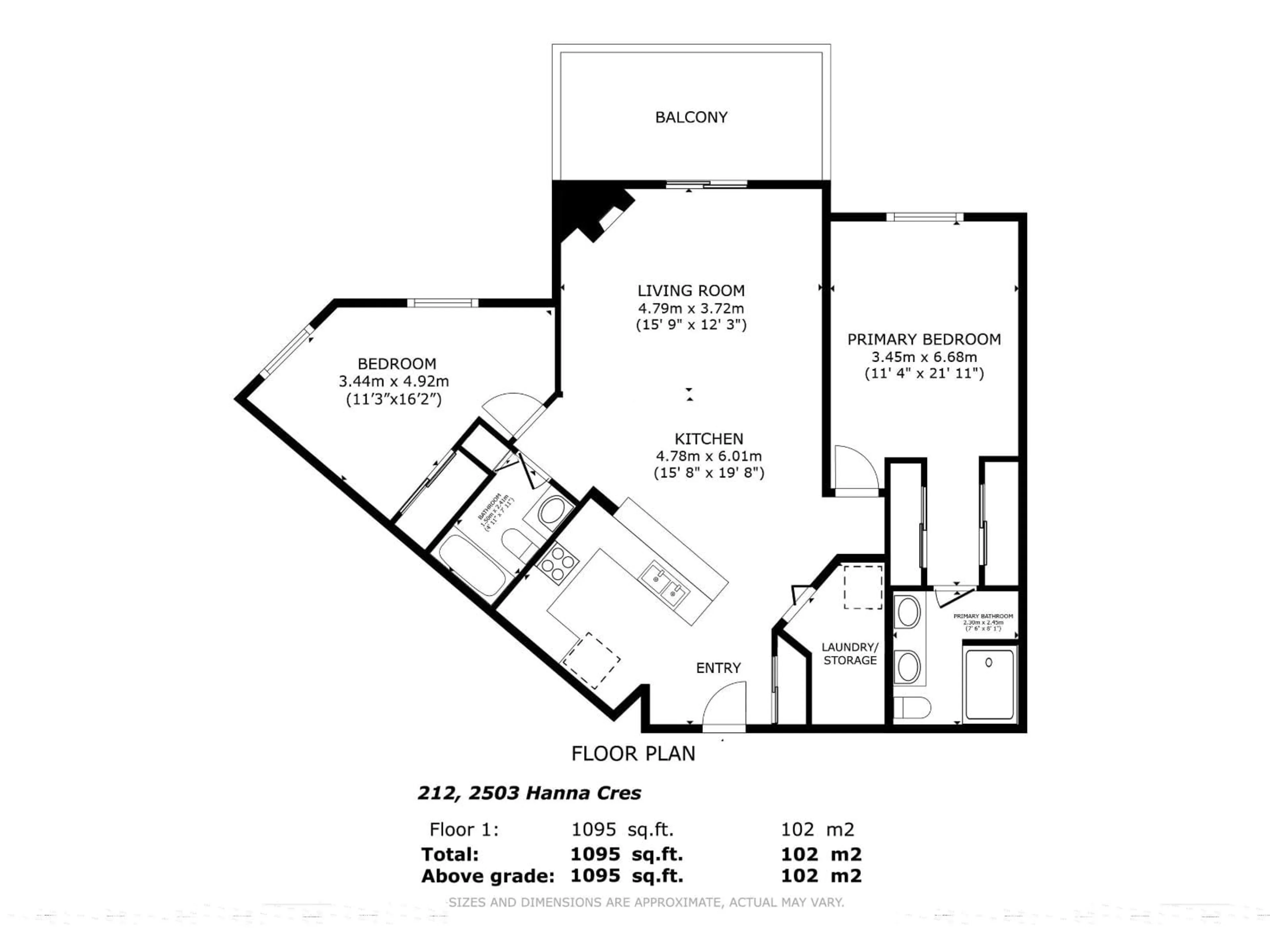 Floor plan for #212 - 2503 HANNA CR, Edmonton Alberta T6R0H3