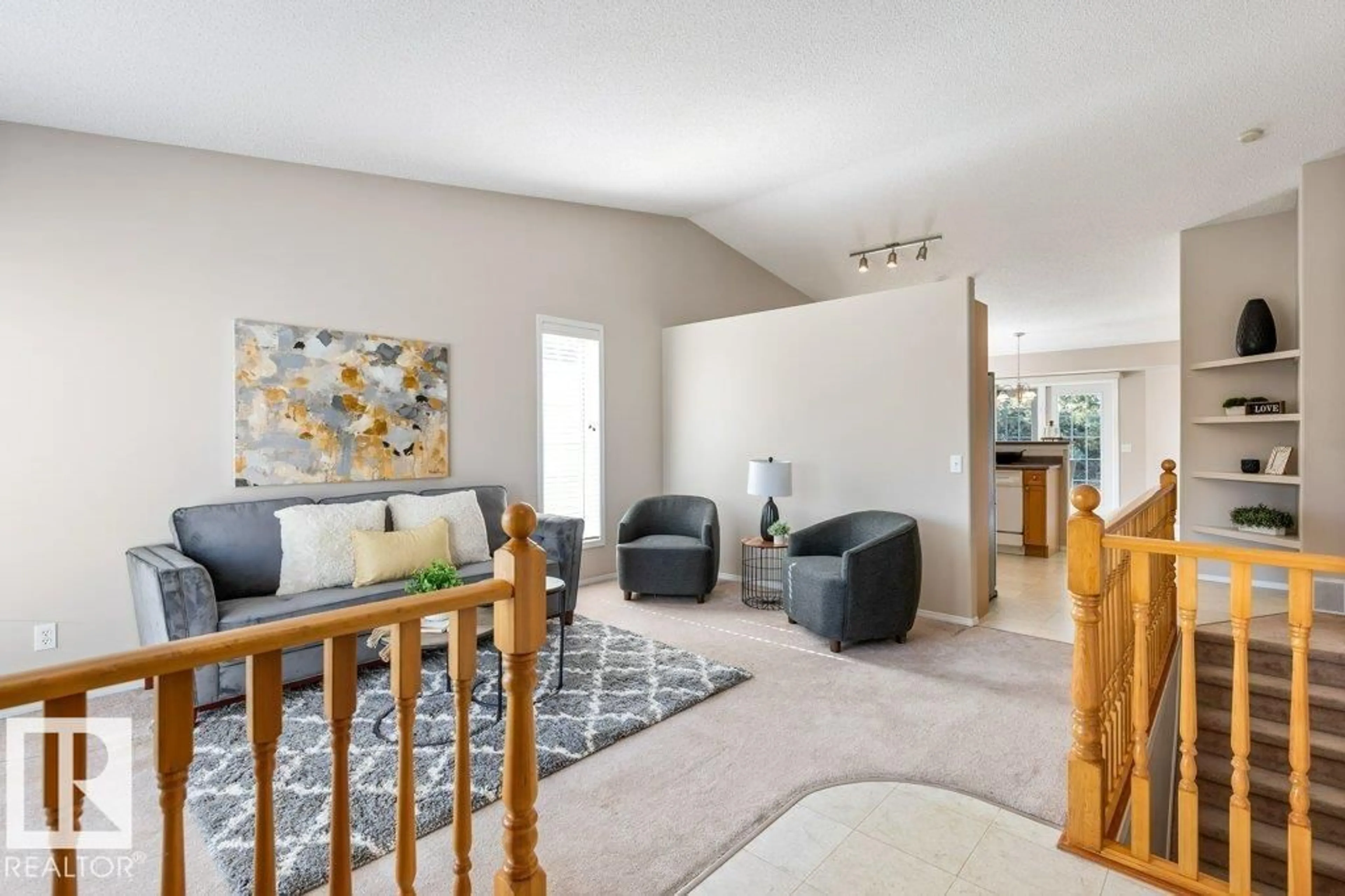 Living room with furniture, carpet floor for 97 DUNFIELD CR, St. Albert Alberta T8N6W1