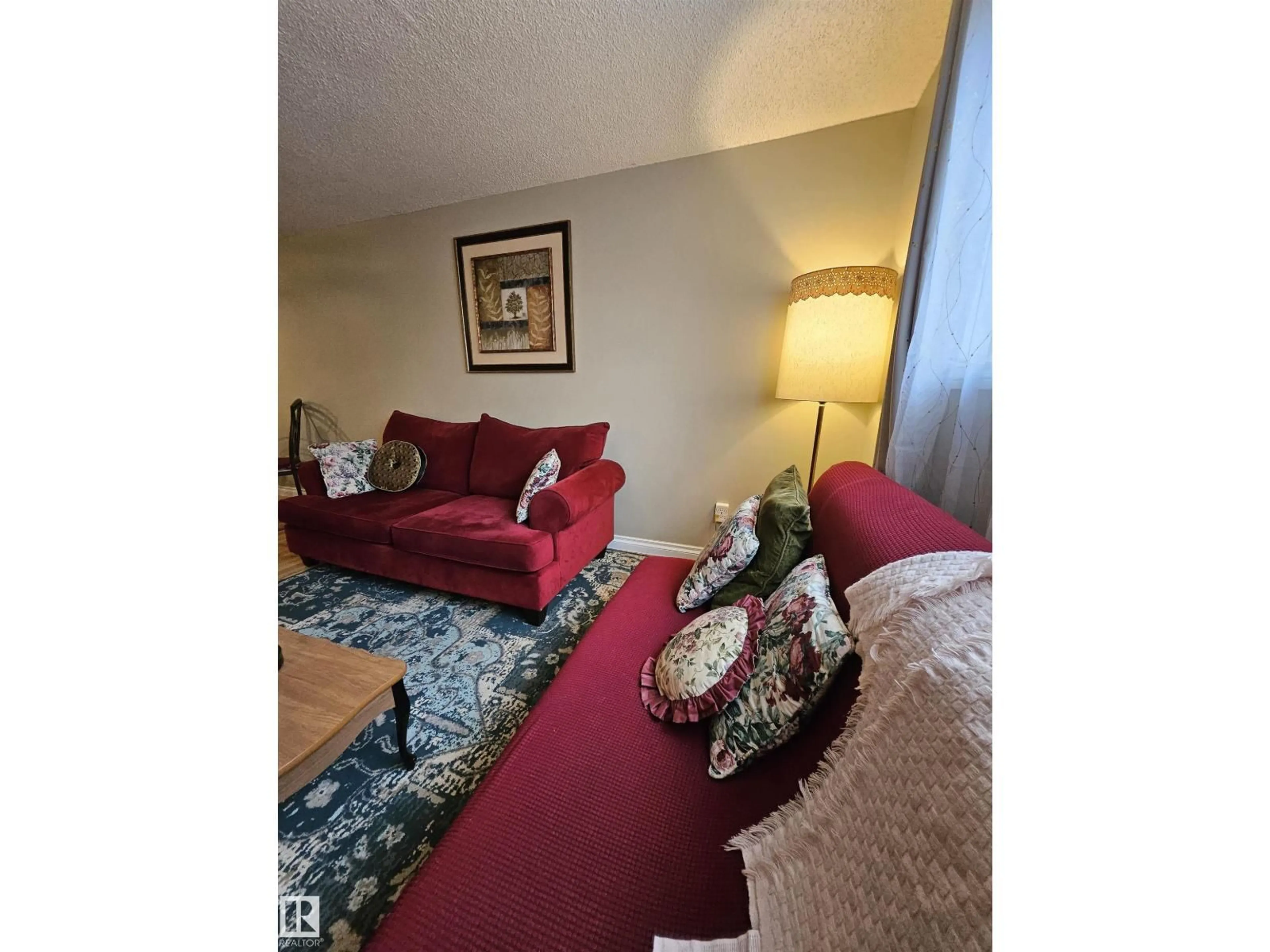 Living room with furniture, carpet floor for #102 - 12223 82 ST, Edmonton Alberta T5B2W9