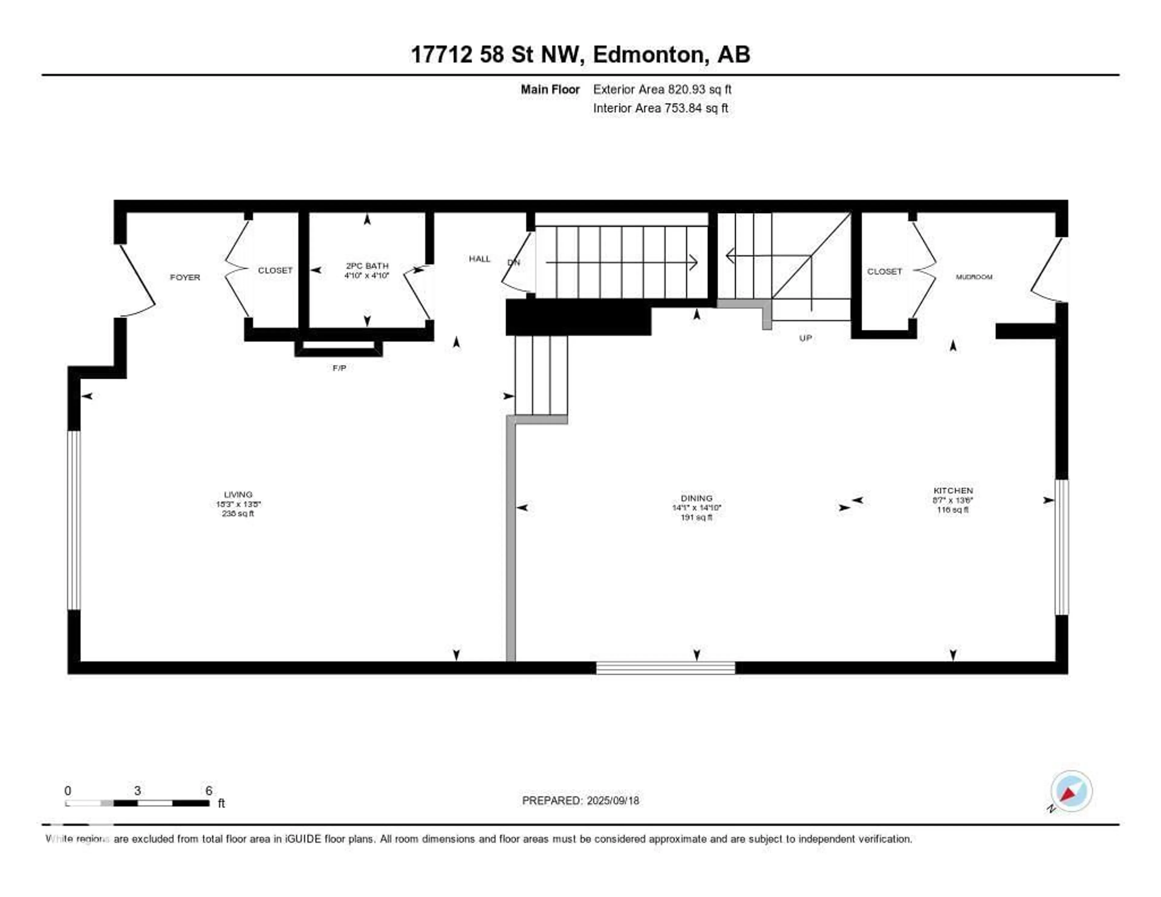 Floor plan for NW - 17712 58 ST, Edmonton Alberta T5Y3W8