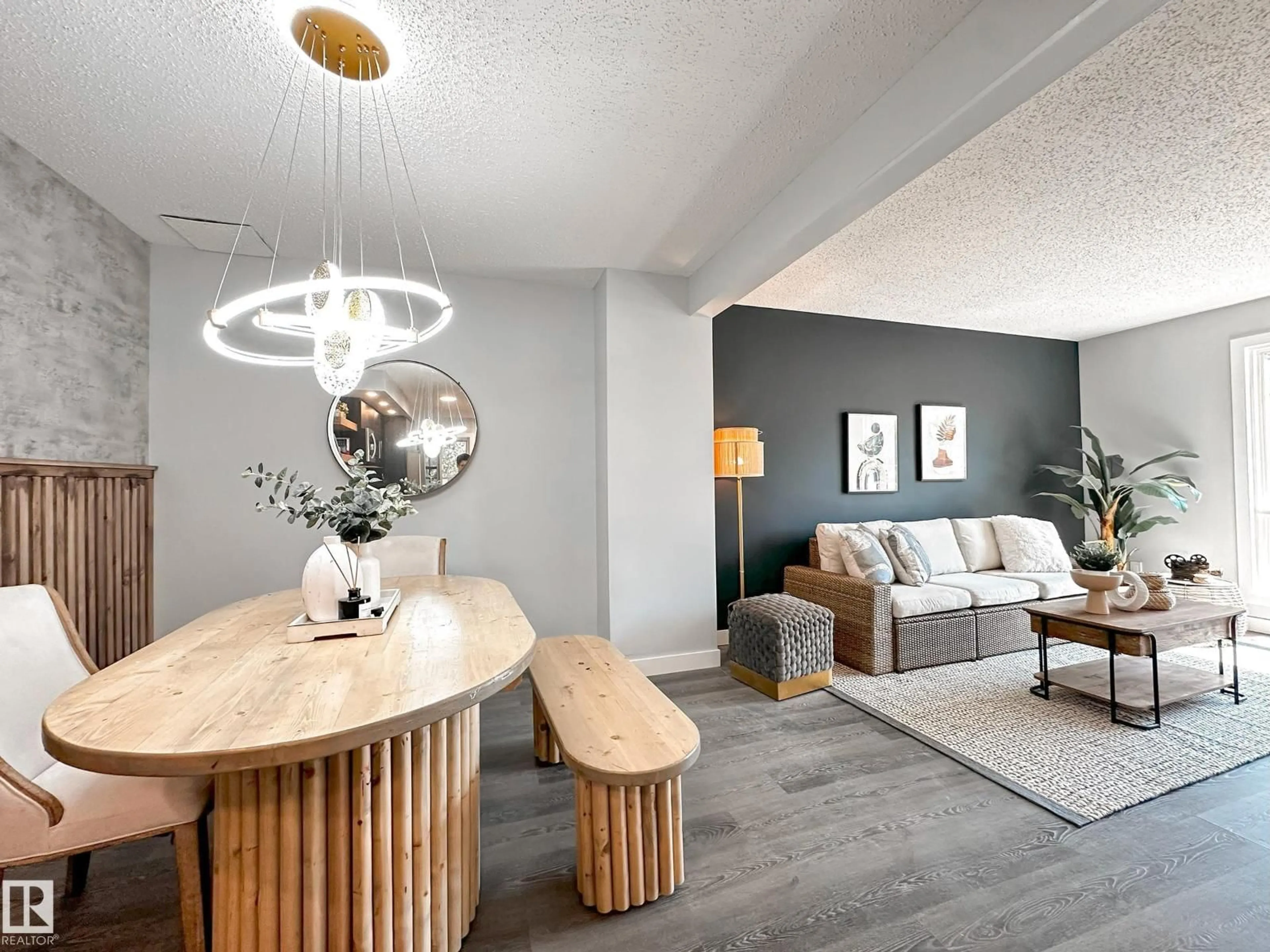 Living room with furniture, wood/laminate floor for 862 ERIN PL, Edmonton Alberta T5T1M6