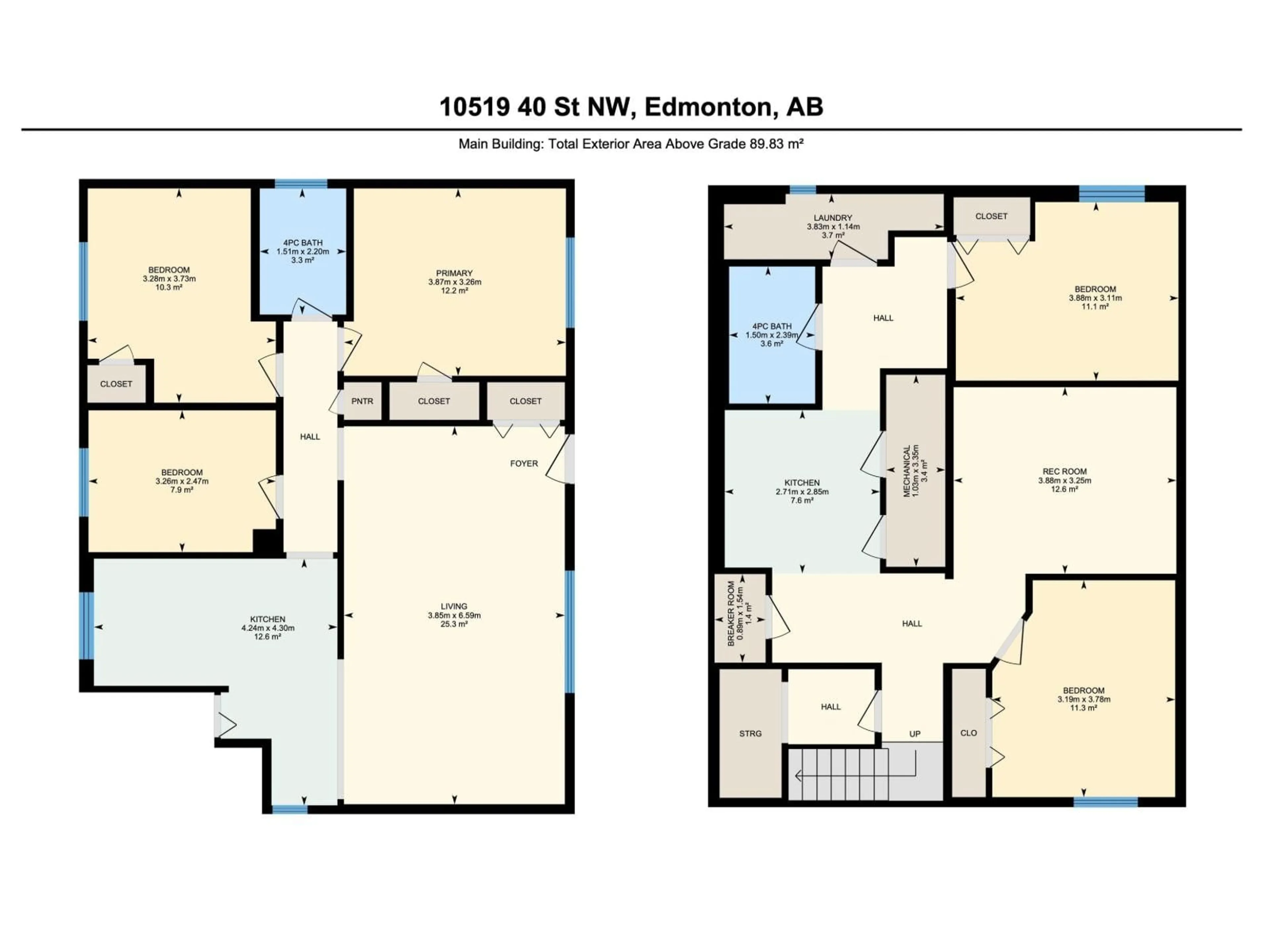 Floor plan for 10519 40 ST, Edmonton Alberta T6A1S9