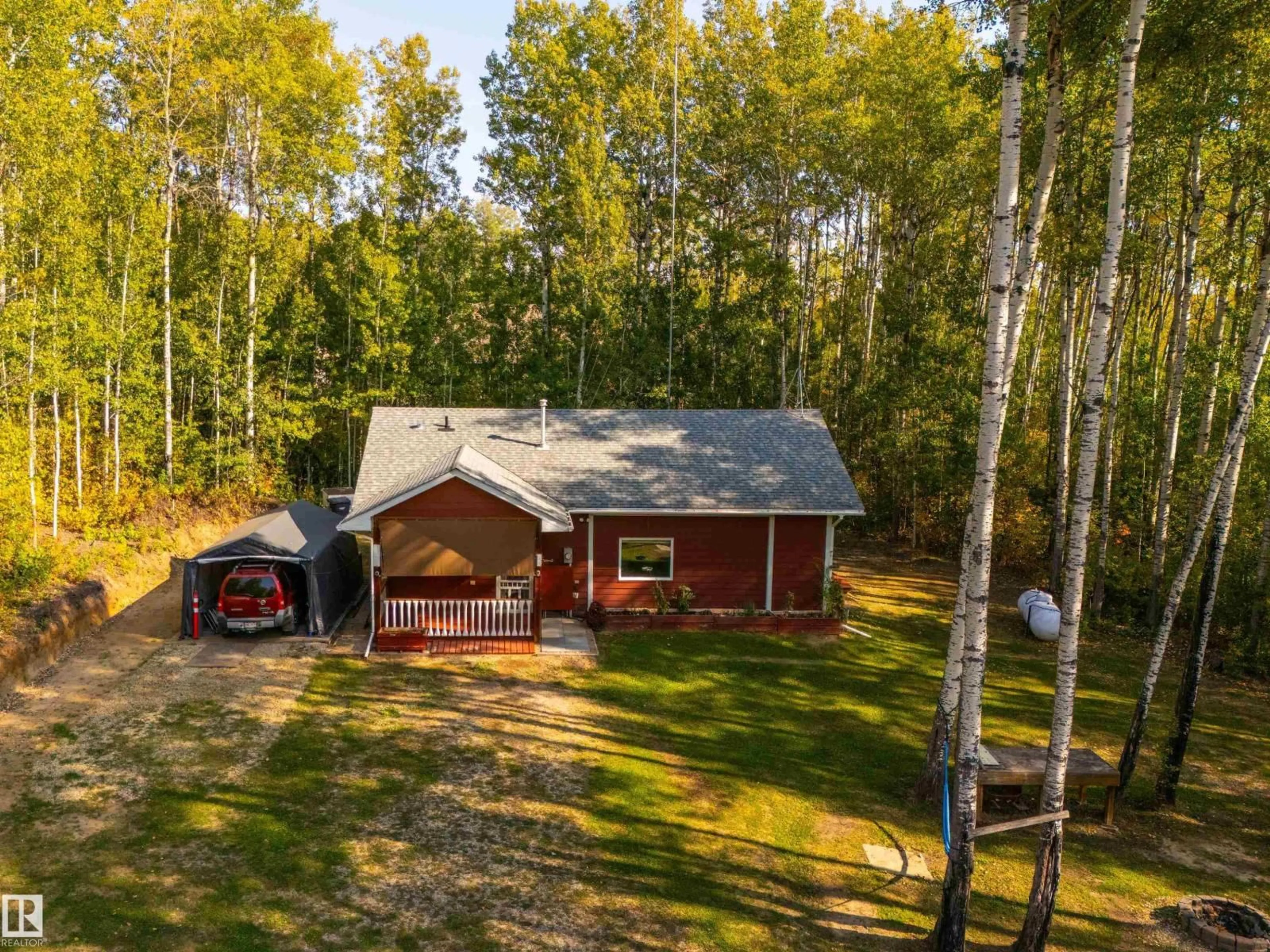 A pic from outside/outdoor area/front of a property/back of a property/a pic from drone, forest/trees view for 52229 - 36 RGE ROAD 25, Rural Parkland County Alberta T7Y2M3