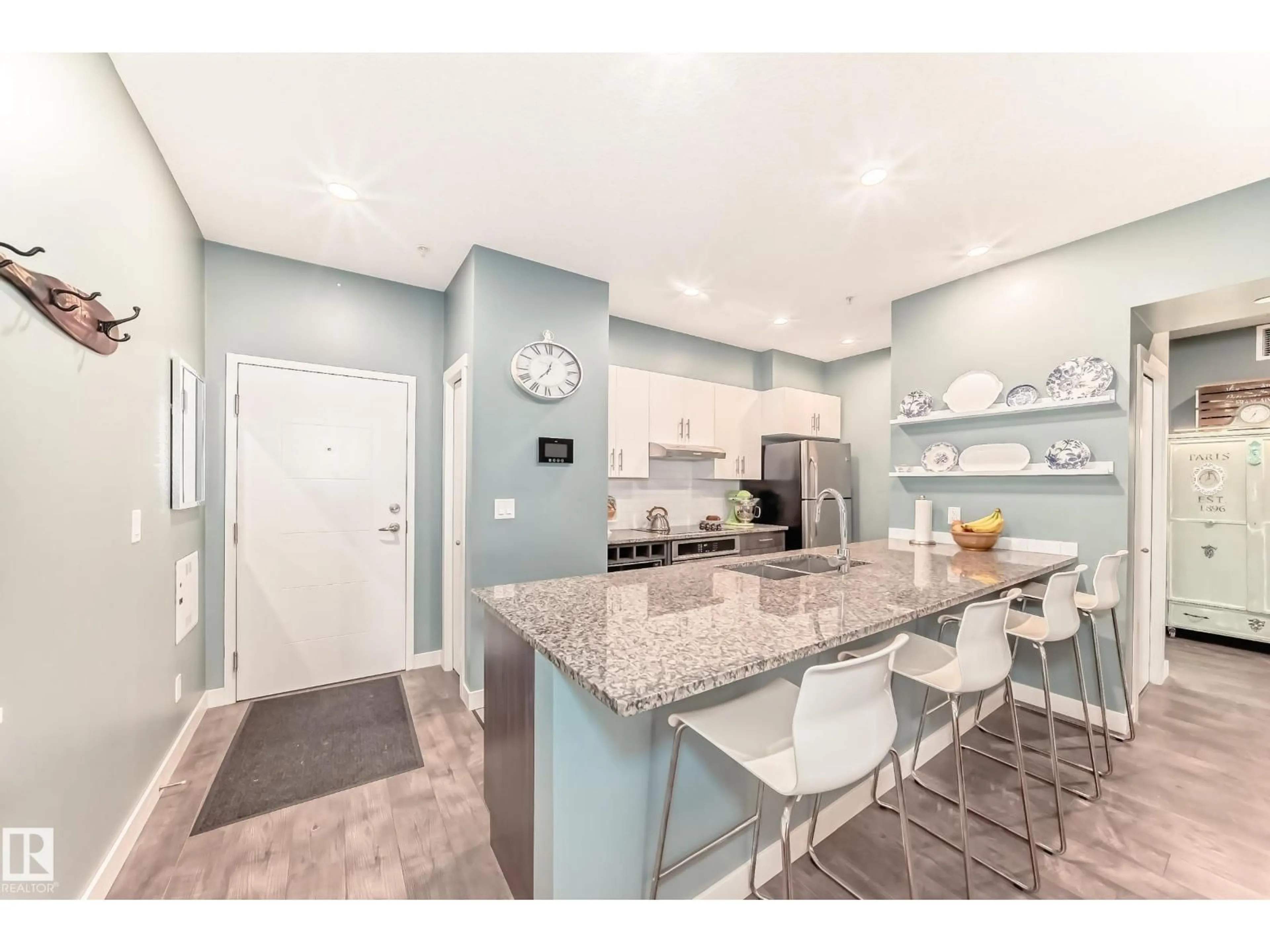 Open concept kitchen, ceramic/tile floor for 101 - 10126 144 ST, Edmonton Alberta T5N2T7