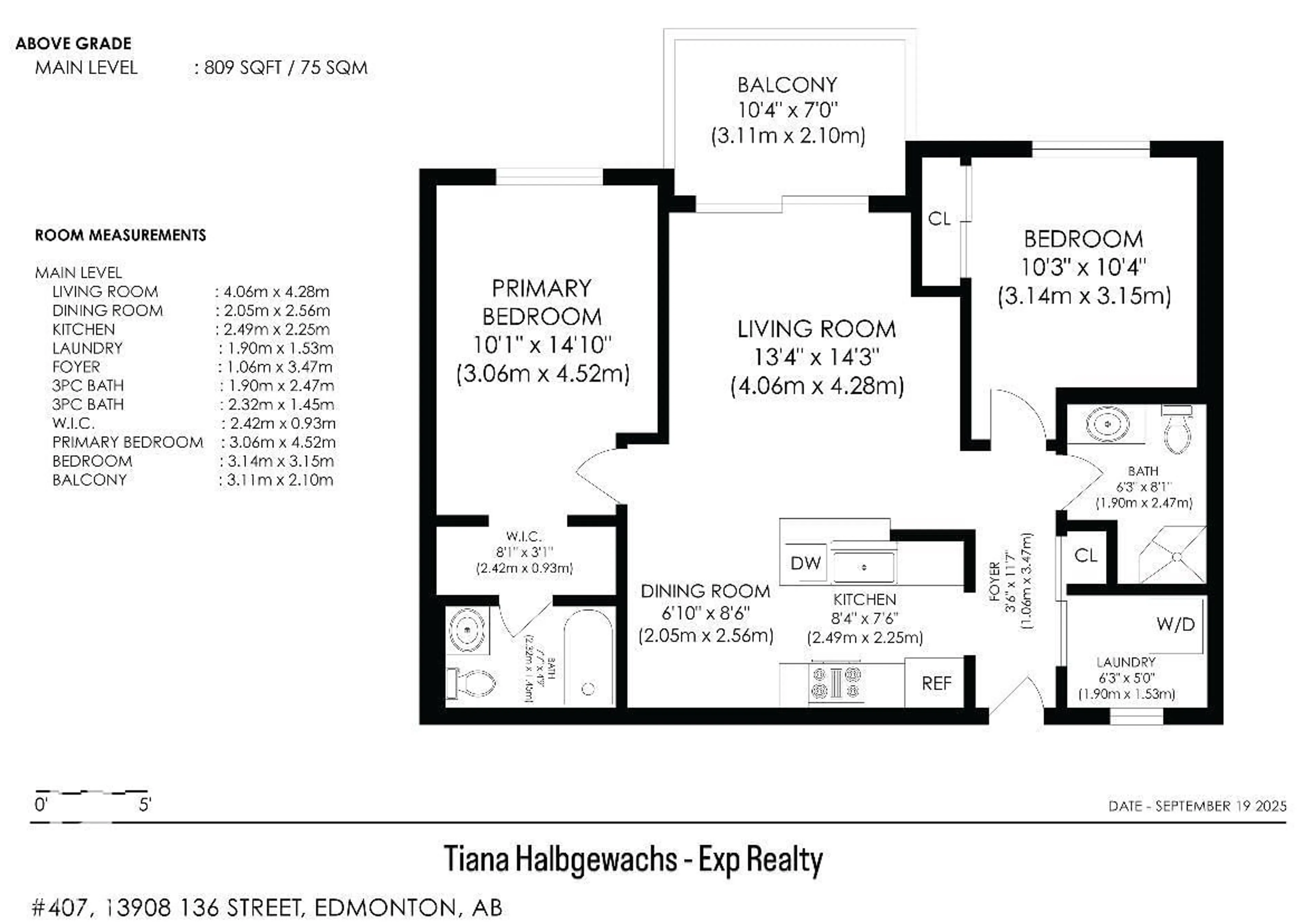 Floor plan for 407 - 13908 136 ST, Edmonton Alberta T6V1Y4