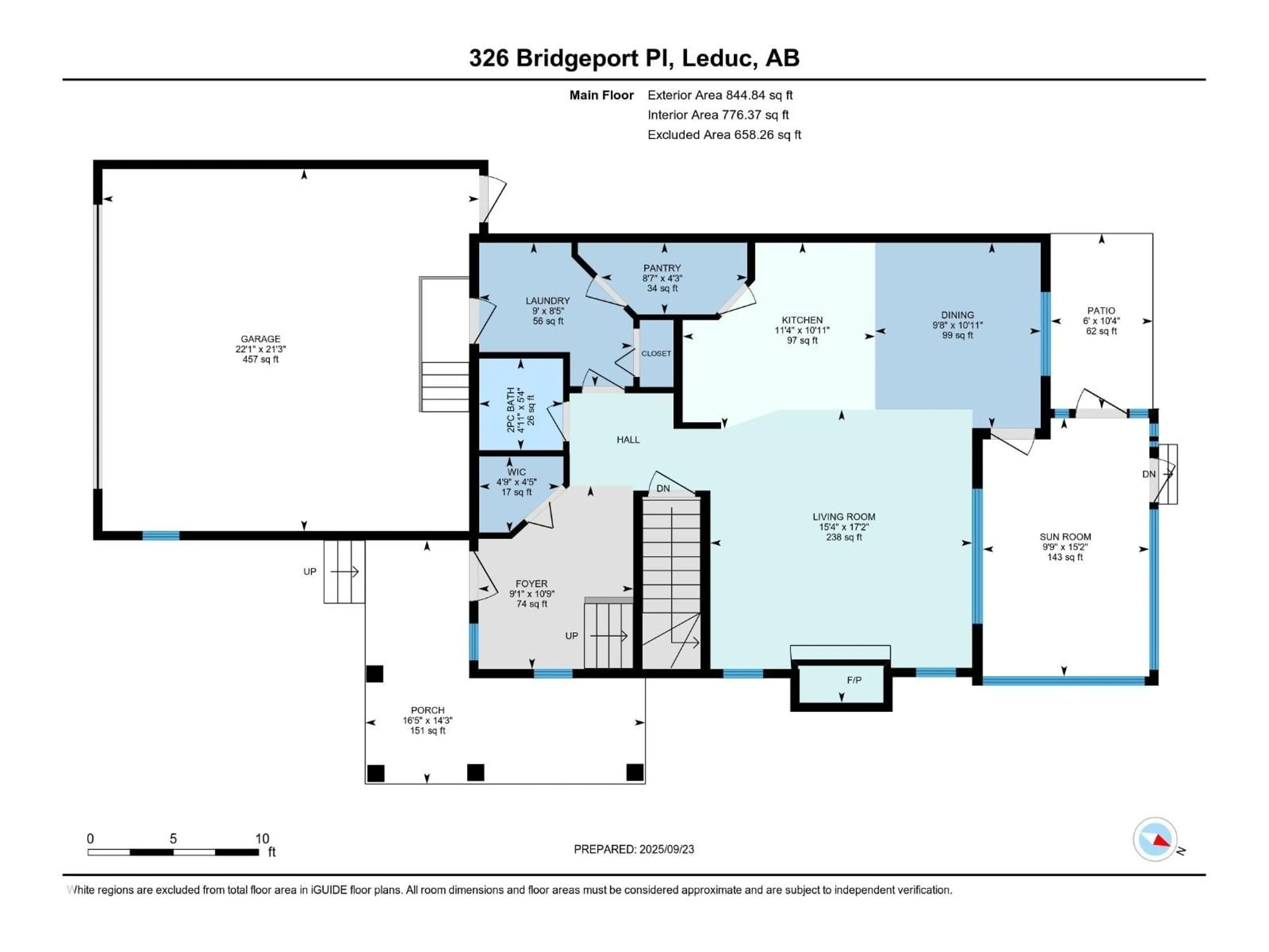 Floor plan for 326 BRIDGEPORT PL, Leduc Alberta T9E0M2