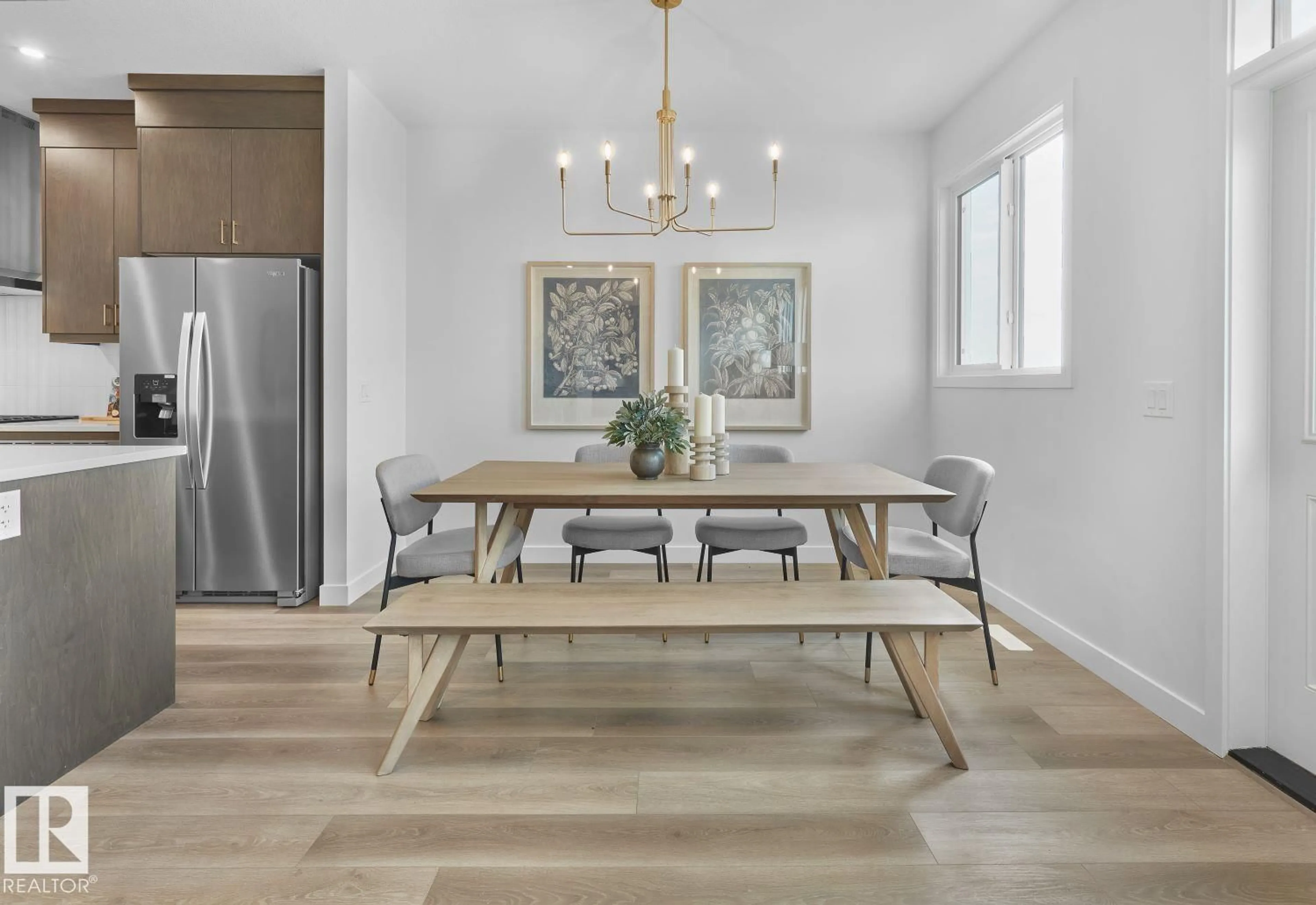 Dining room, wood/laminate floor for 2319 MUCKLEPLUM WY, Edmonton Alberta T6X3H2