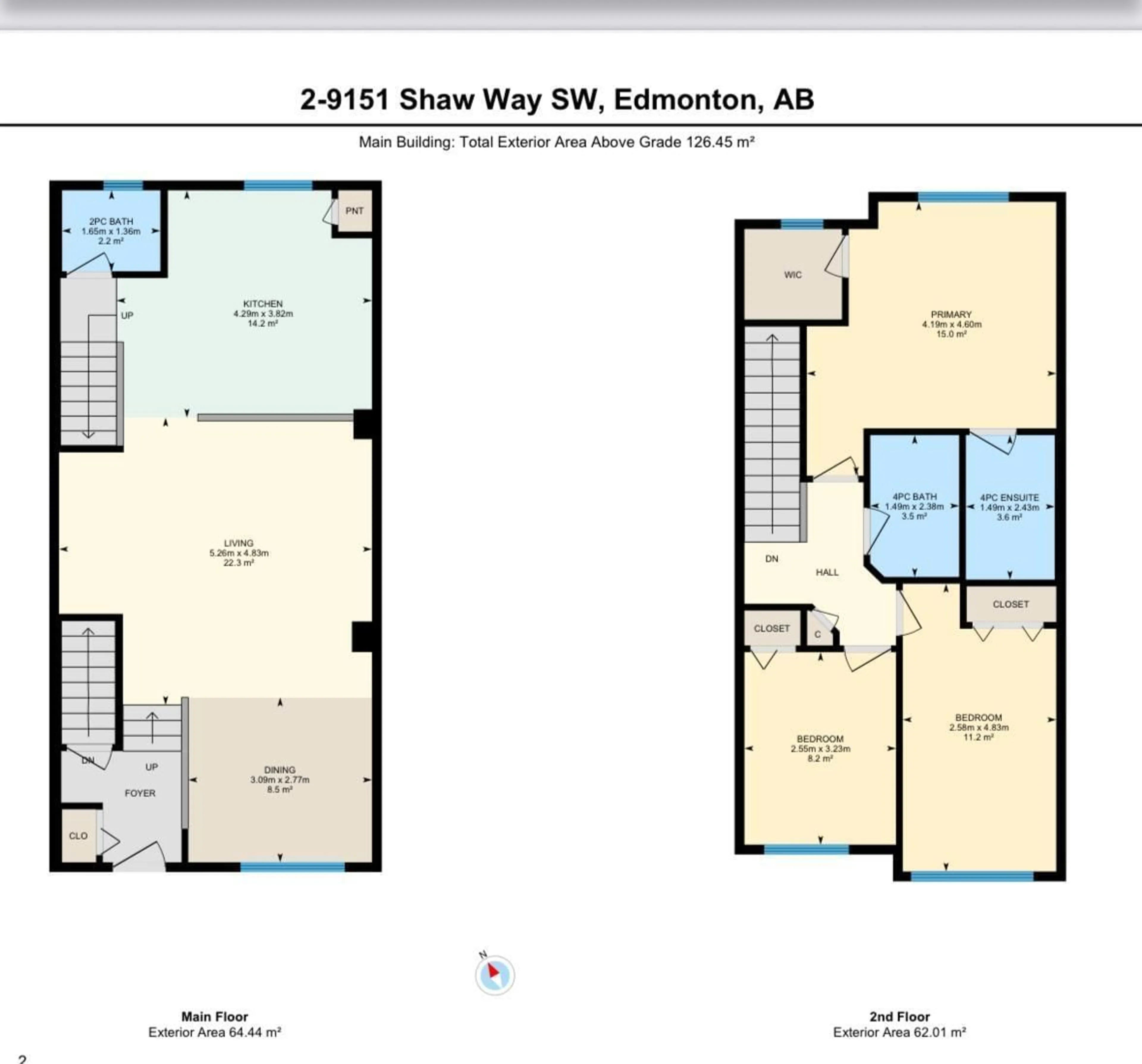 Floor plan for #2 - 9151 SHAW WAY SW, Edmonton Alberta T6X1W7