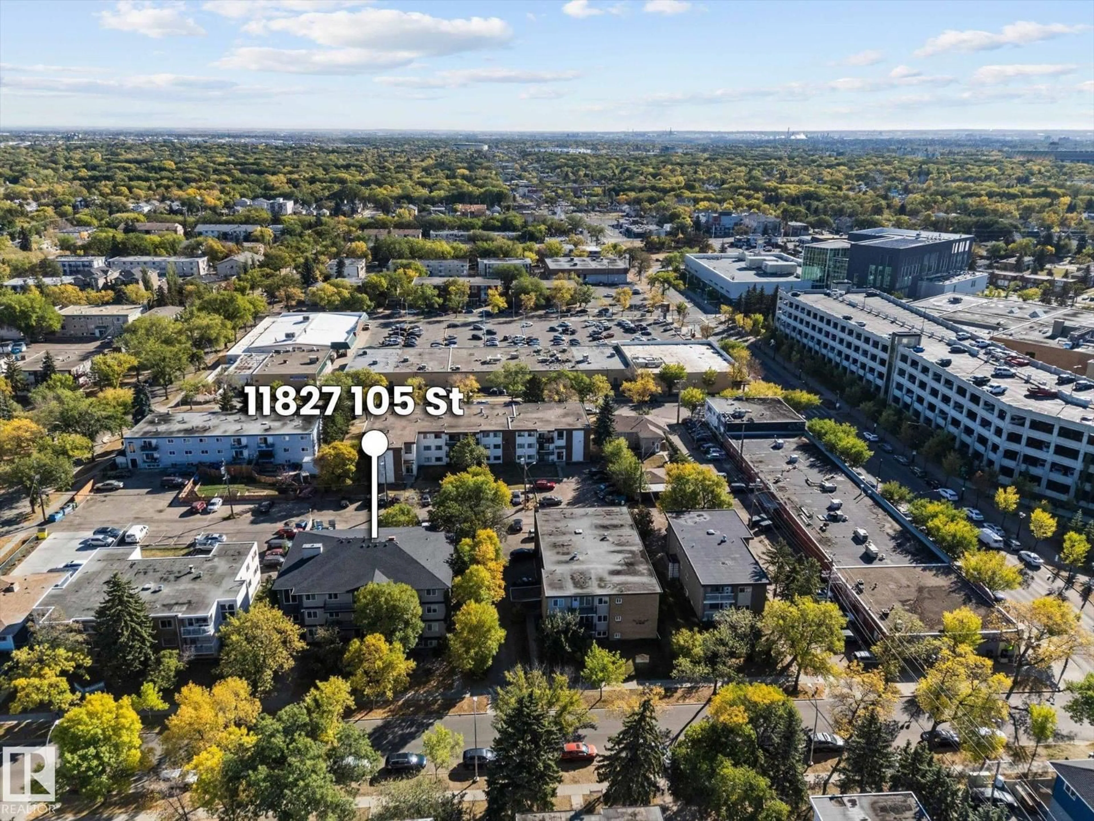 A pic from outside/outdoor area/front of a property/back of a property/a pic from drone, unknown for #104 - 11827 105 ST, Edmonton Alberta T5G2N1