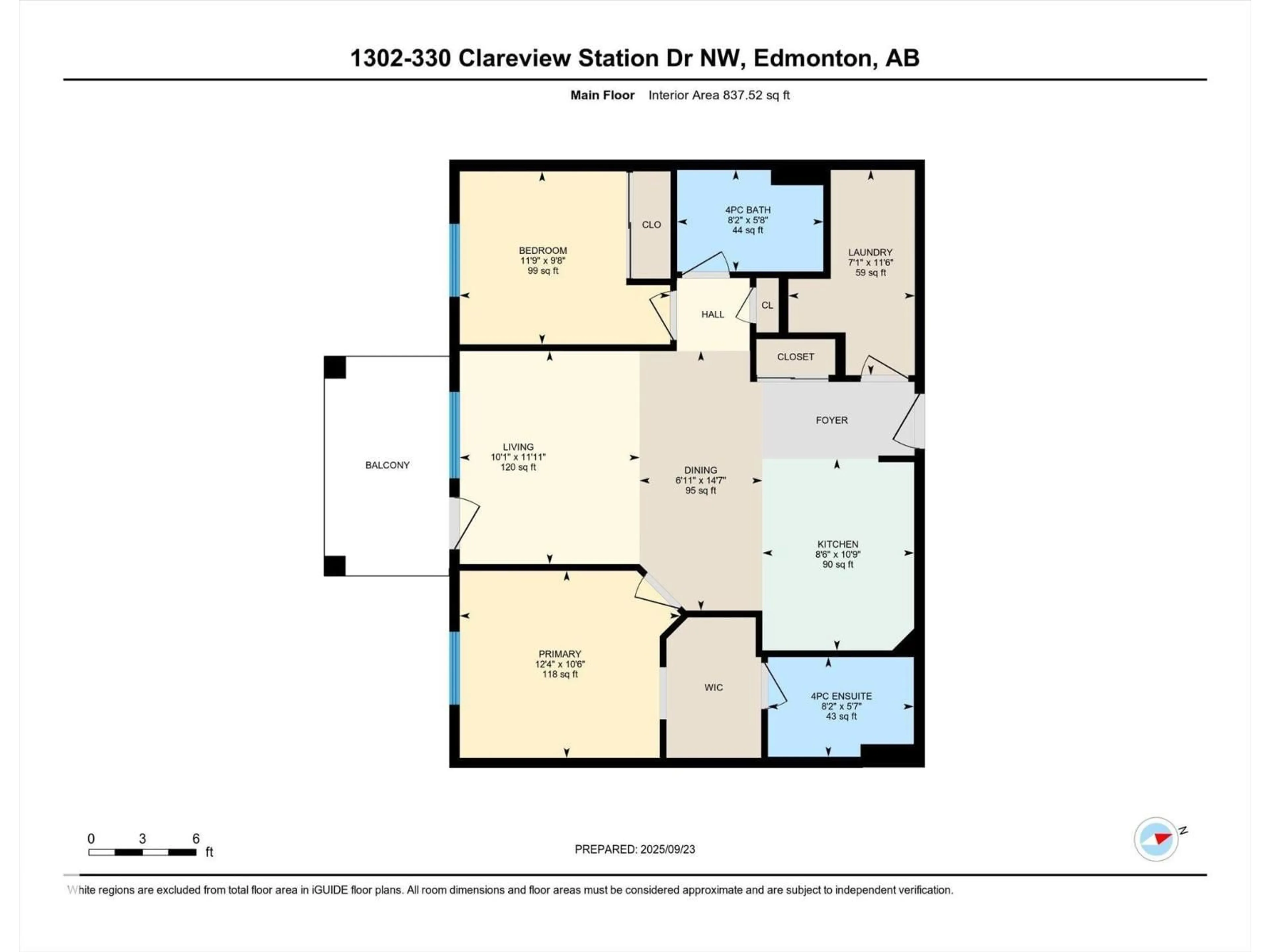 Floor plan for 1302 - 330 CLAREVIEW STATION DR, Edmonton Alberta T5Y0E6