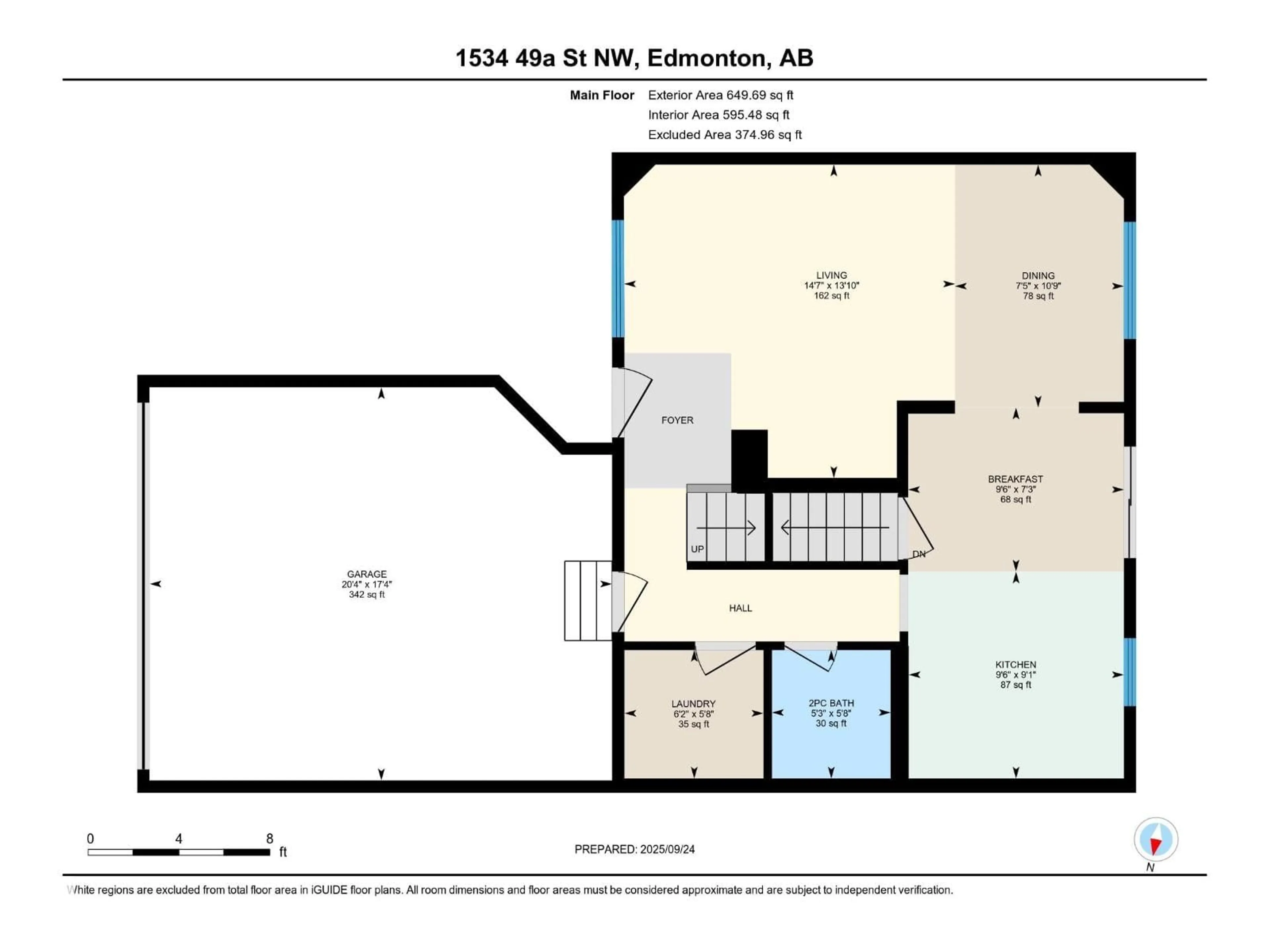 Floor plan for 1534 49A ST NW, Edmonton Alberta T6L6Y5