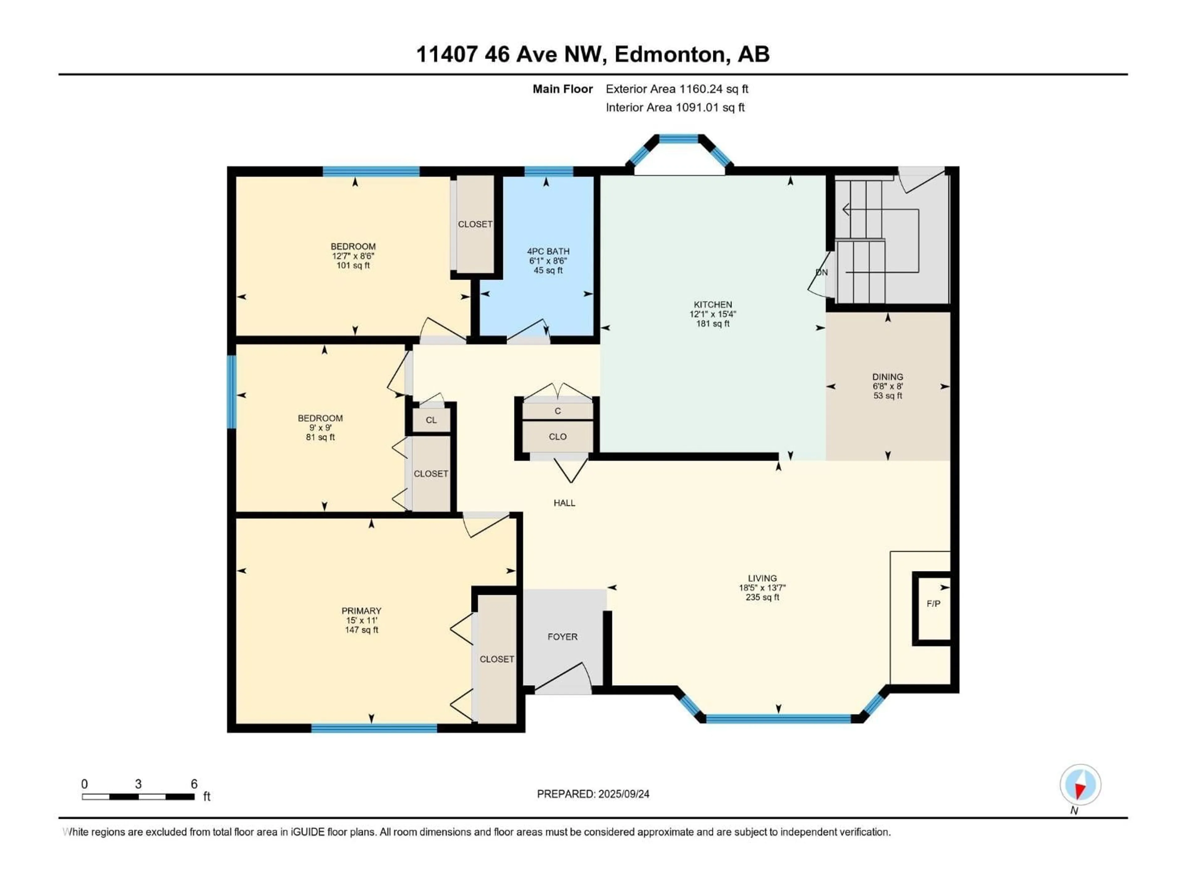 Floor plan for 11407 46 AV, Edmonton Alberta T6H0A4