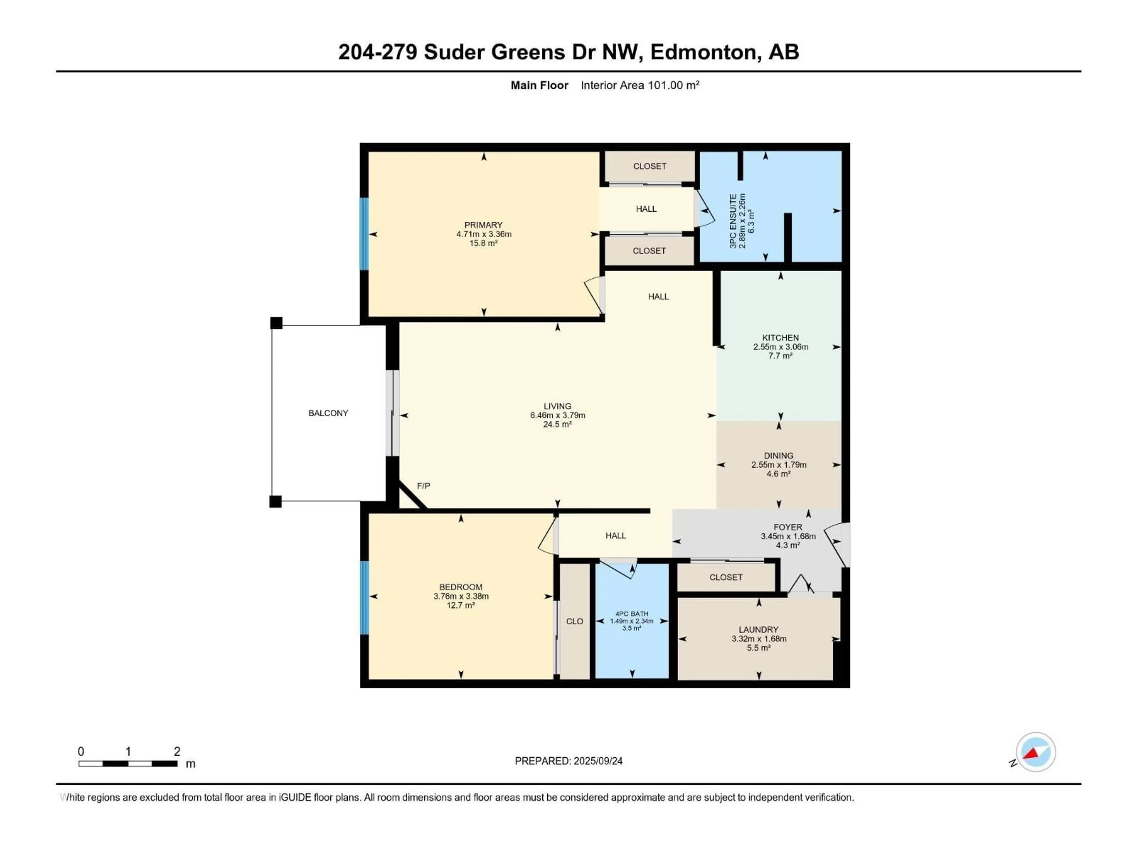 Floor plan for 204 - 204 279 SUDER GREENS DR, Edmonton Alberta T5T6X6
