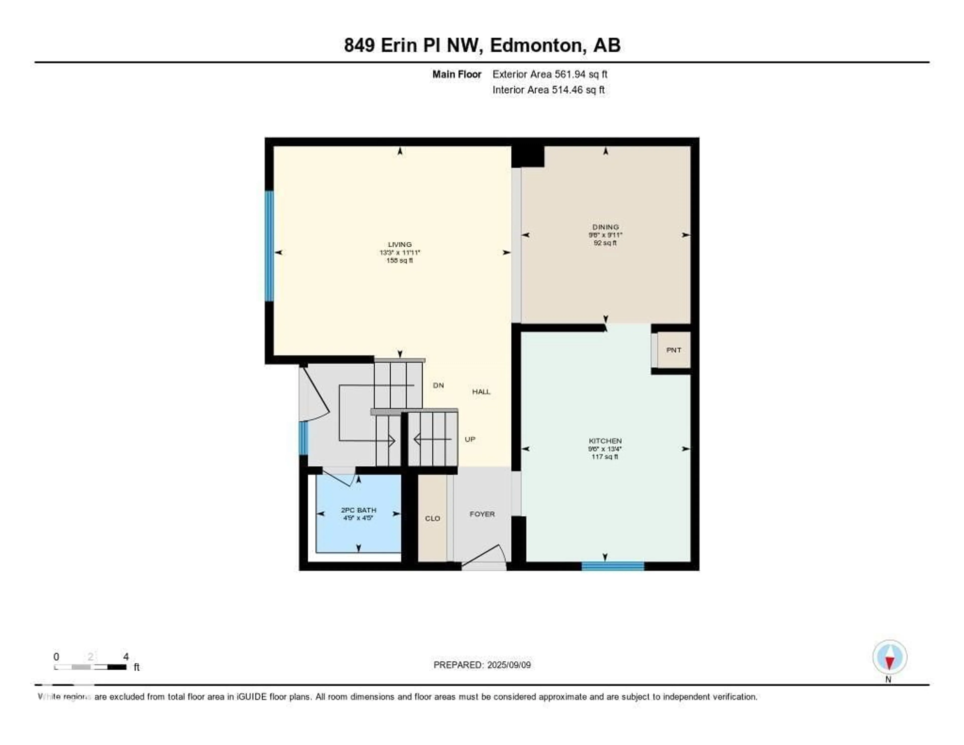 Floor plan for 849 ERIN PL, Edmonton Alberta T5T1M6