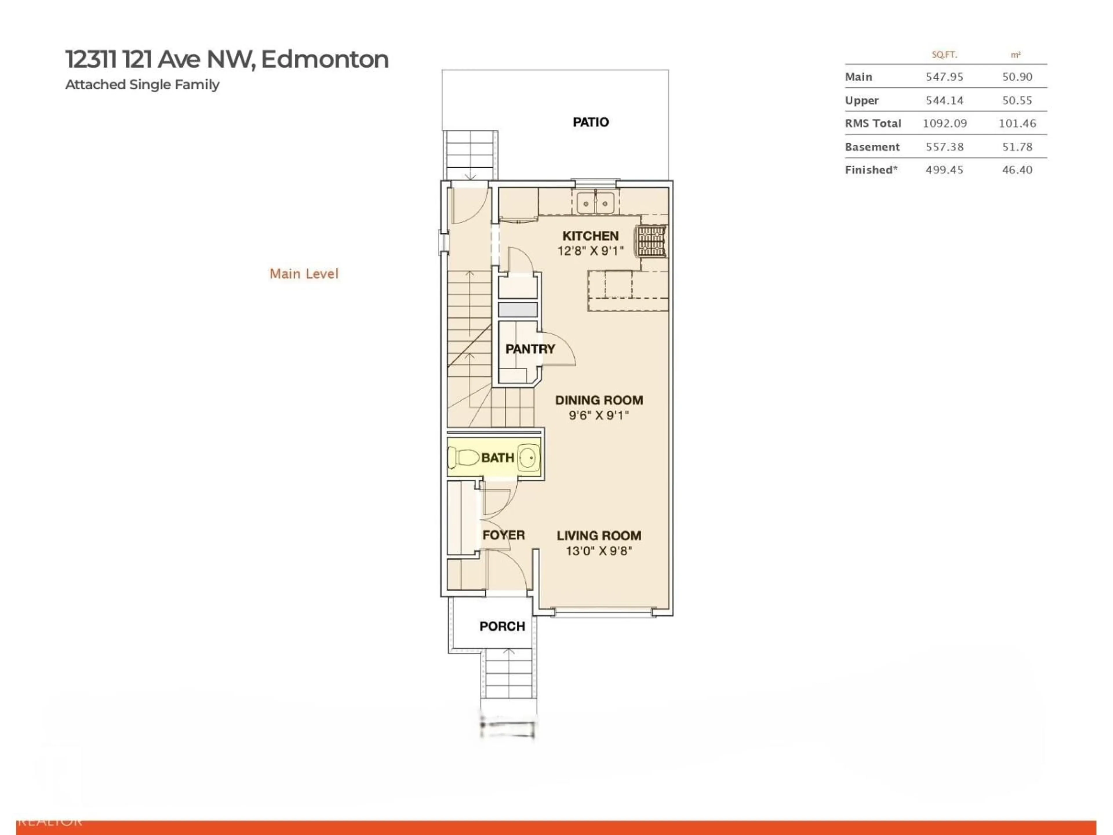 Floor plan for 12311 121 AV, Edmonton Alberta T5L3A3