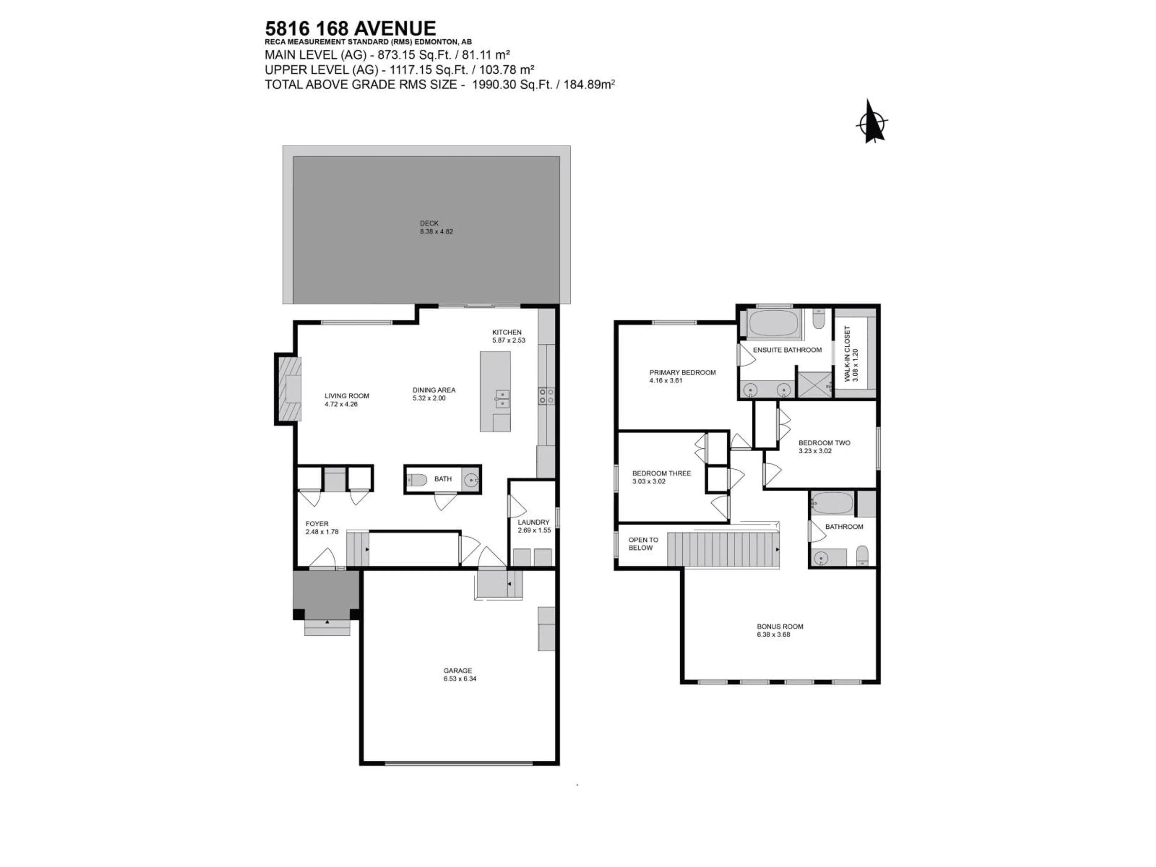 Floor plan for 5816 168 AV, Edmonton Alberta T5Y0K6