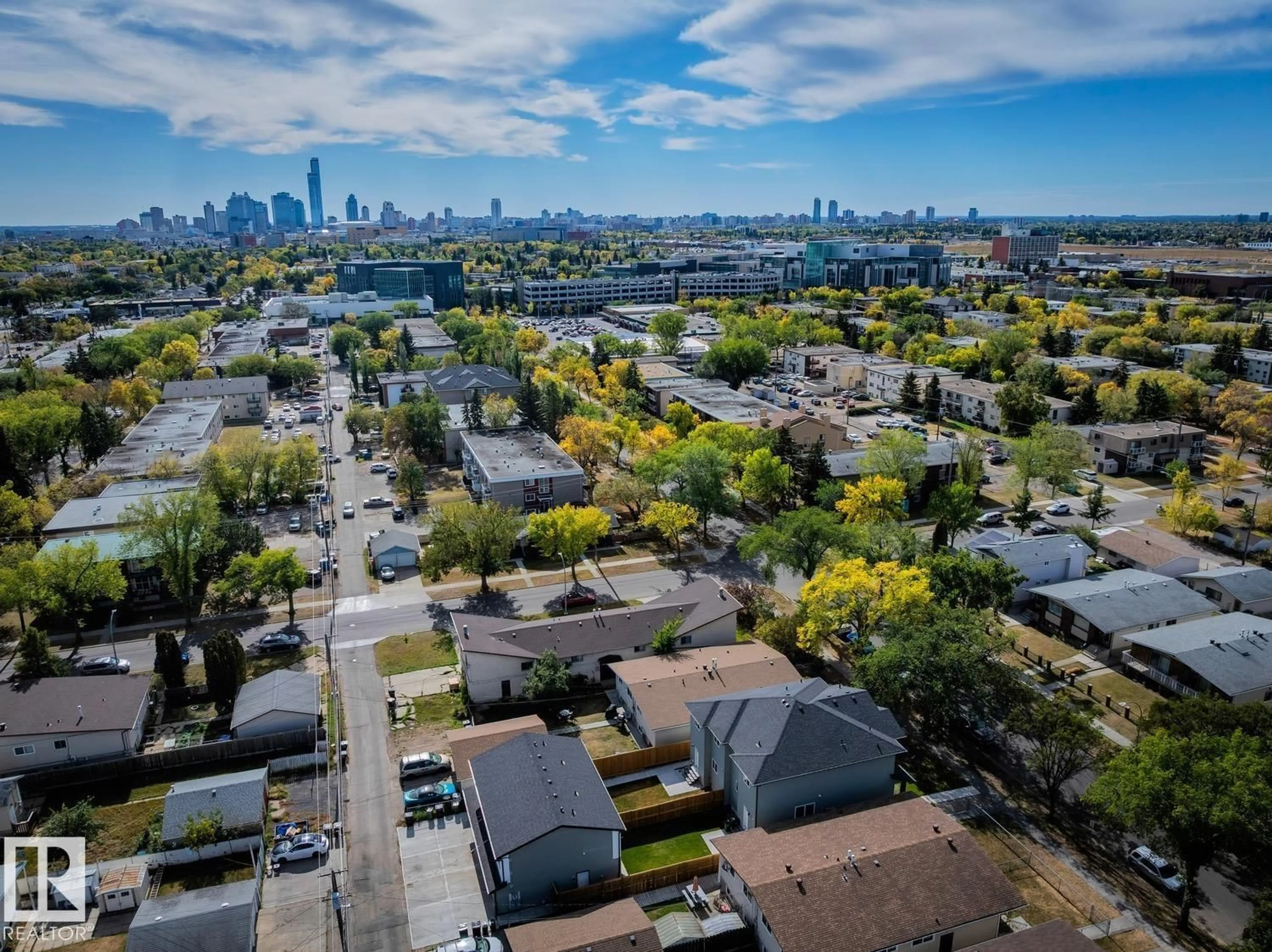 A pic from outside/outdoor area/front of a property/back of a property/a pic from drone, city buildings view from balcony for 12007/12009 103 ST, Edmonton Alberta T5G2J7