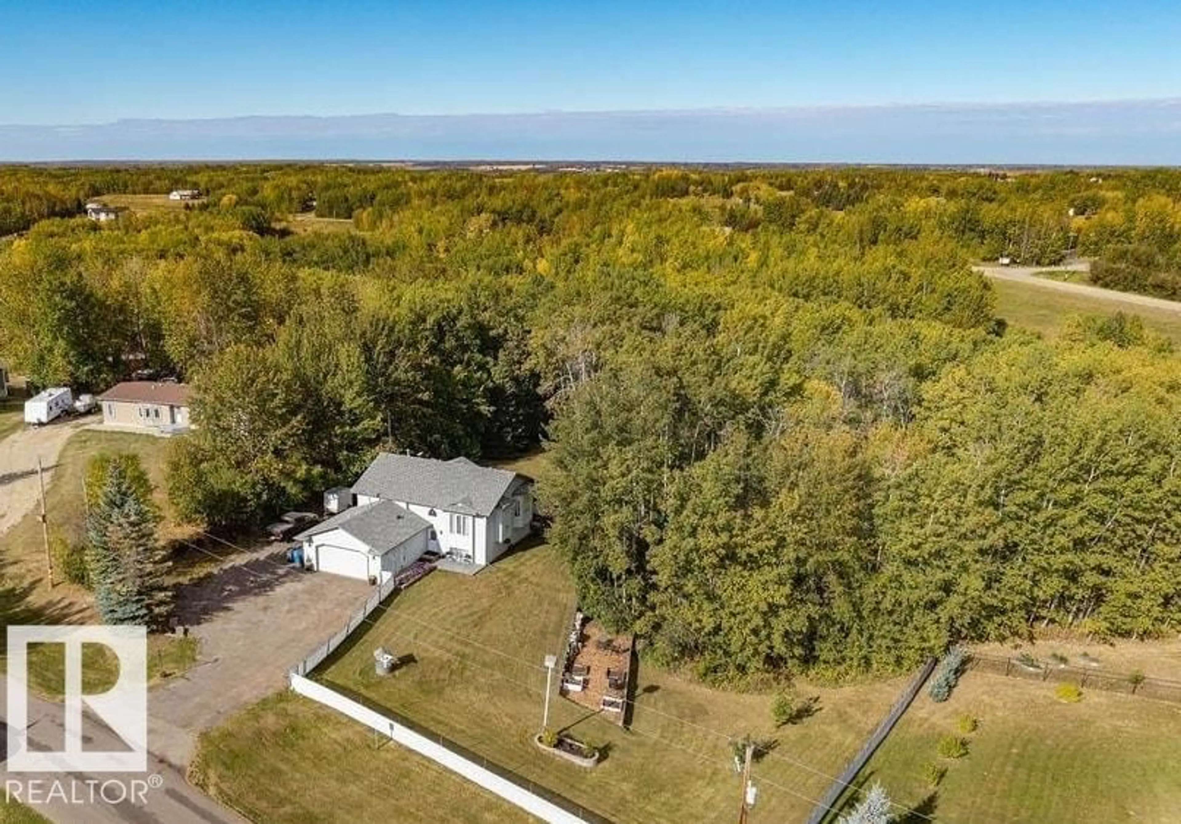A pic from outside/outdoor area/front of a property/back of a property/a pic from drone, water/lake/river/ocean view for 53319 - 112 RGE ROAD 14, Rural Parkland County Alberta T7Y0C2