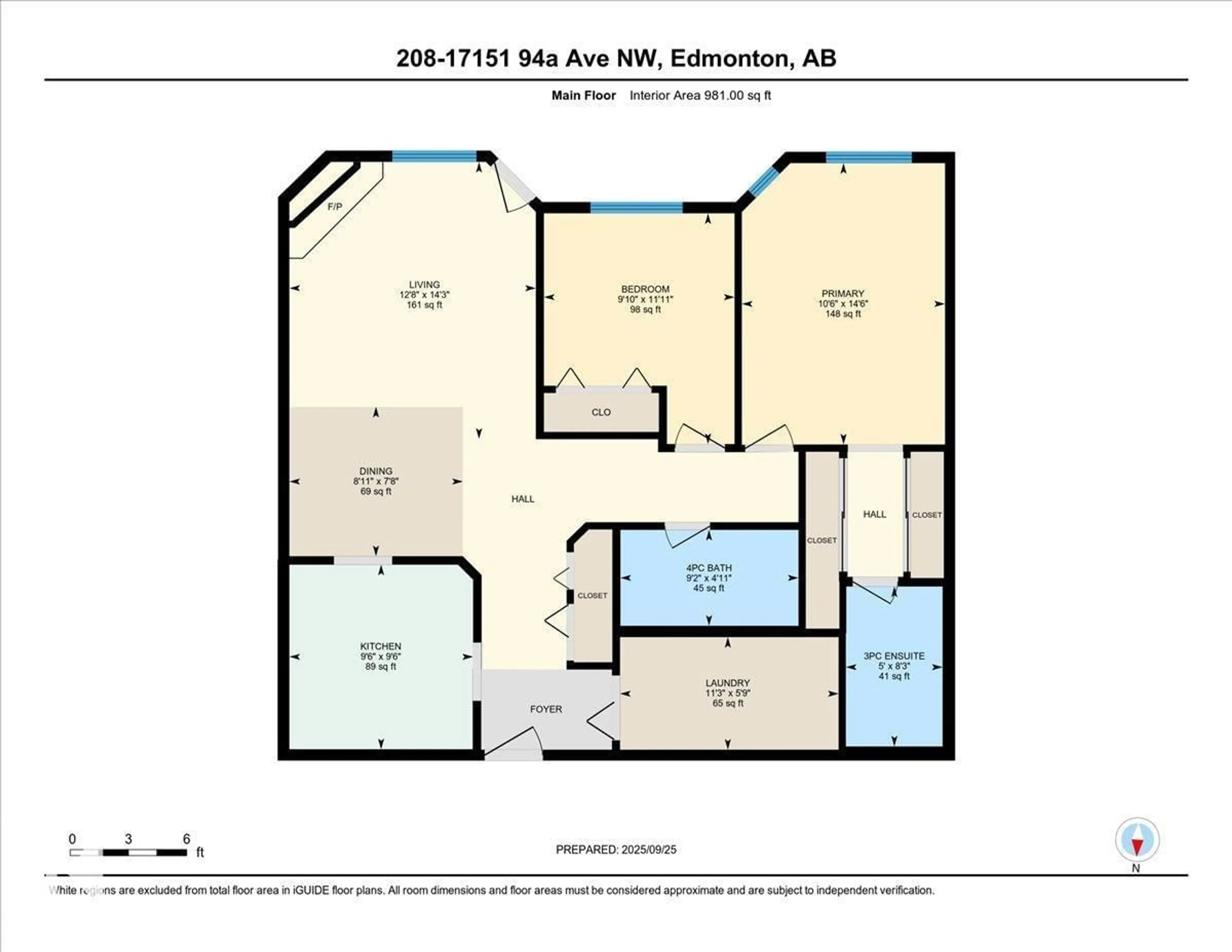 Floor plan for #208 - 17151 94A AV, Edmonton Alberta T5T5Z9