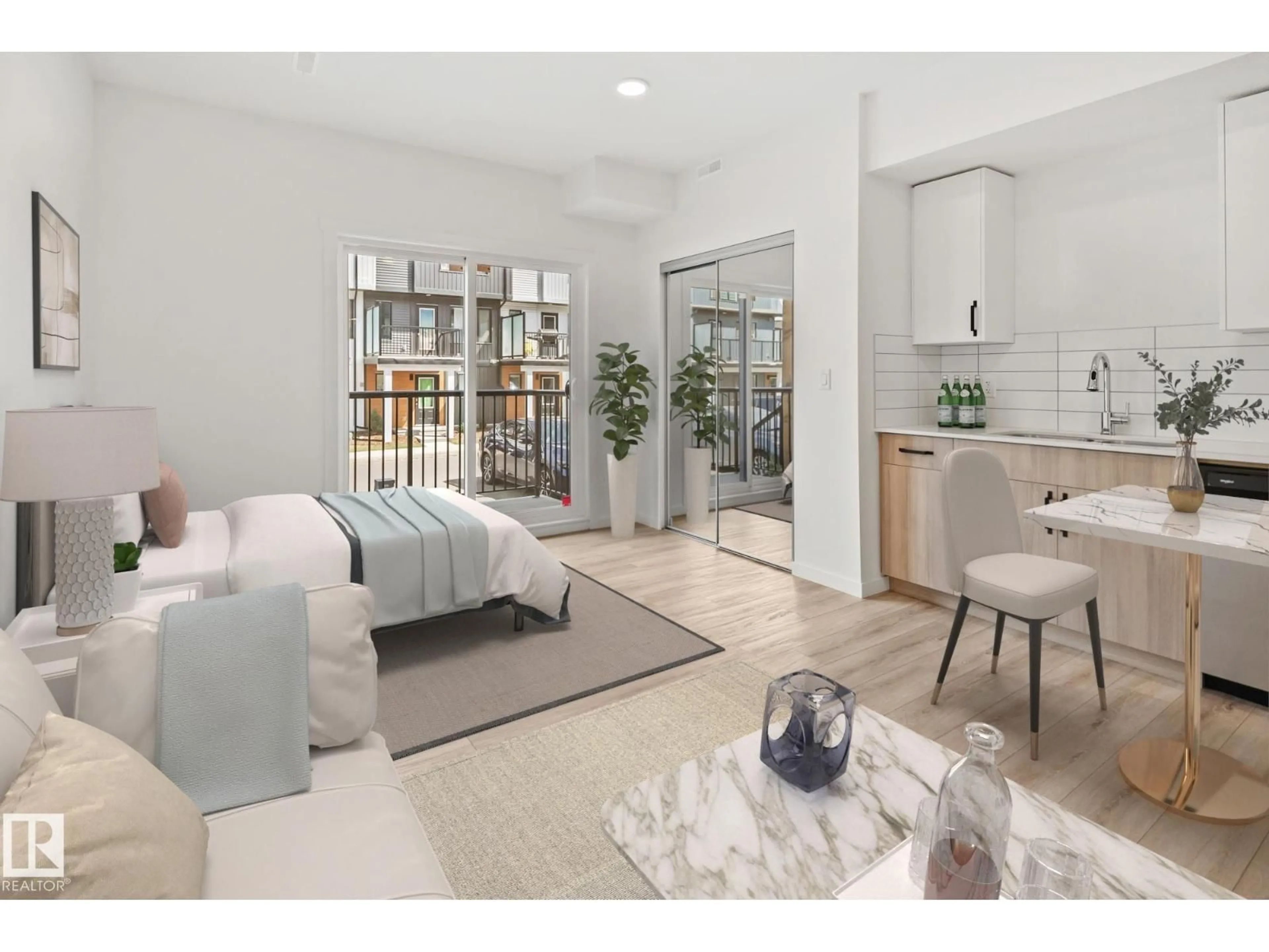 Living room with furniture, ceramic/tile floor for 101 - 101 SECORD BV, Edmonton Alberta T5T7R9