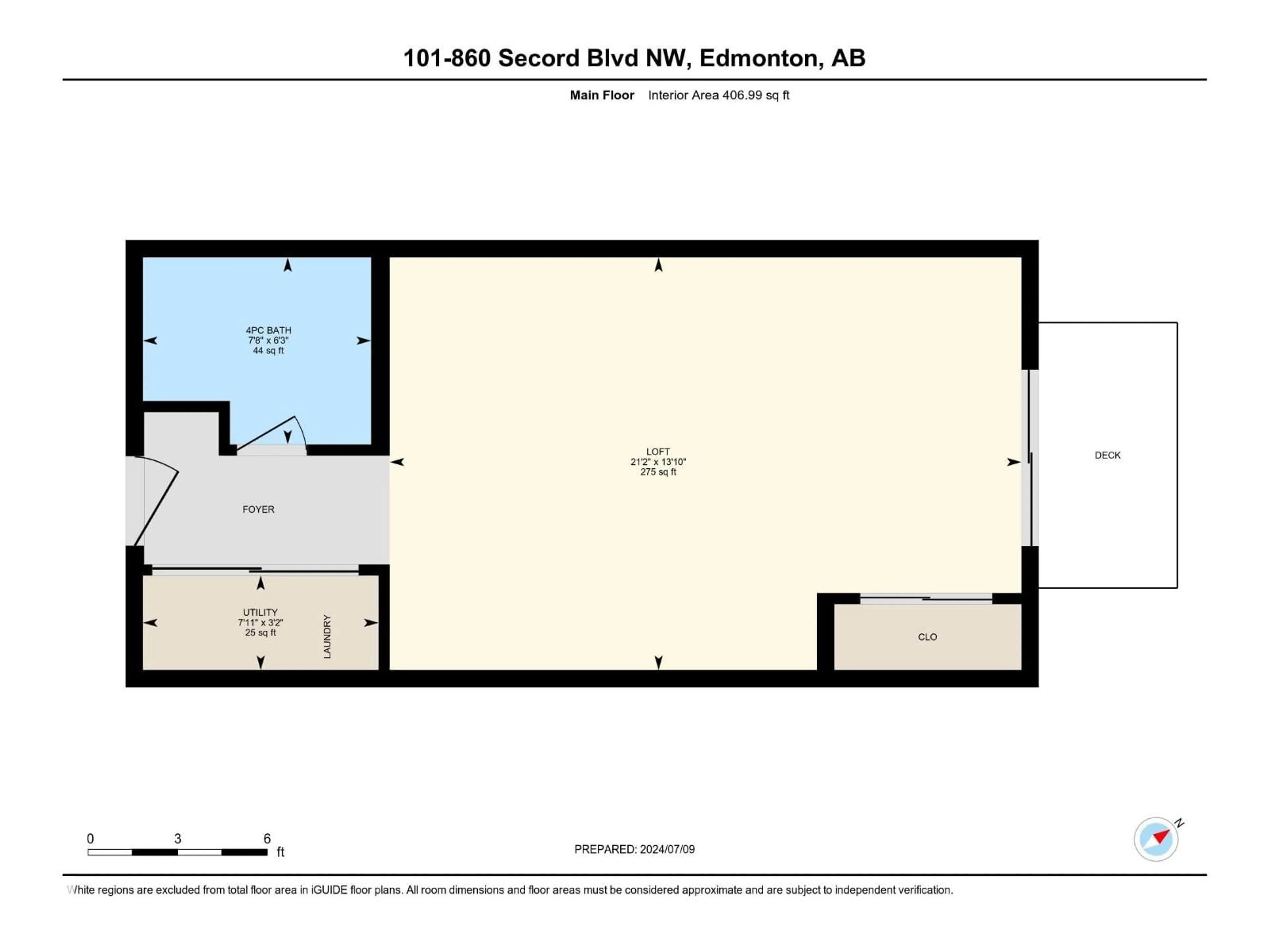 Floor plan for 101 - 101 SECORD BV, Edmonton Alberta T5T7R9