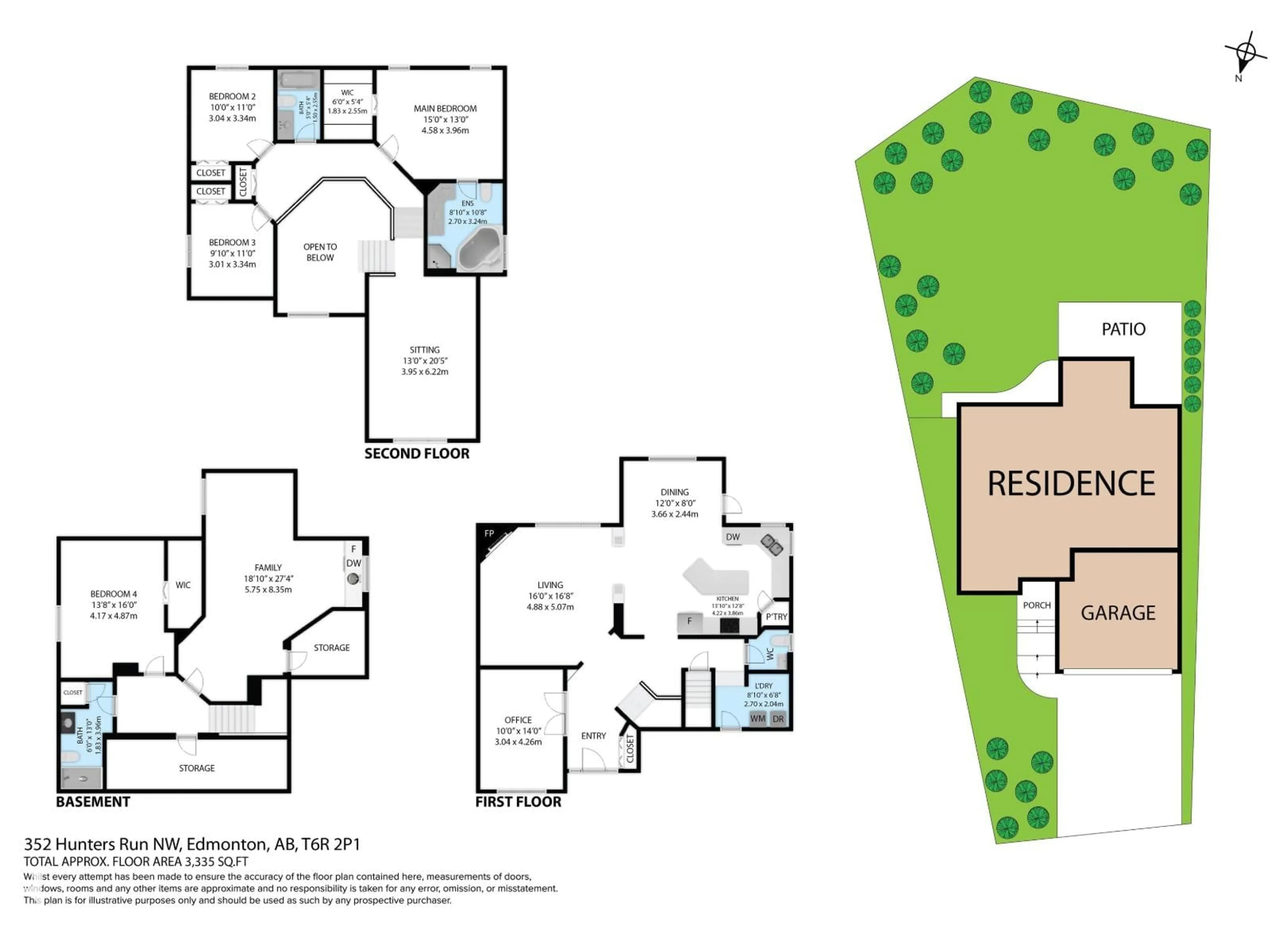 Floor plan for 352 HUNTERS RU, Edmonton Alberta T6R2P1