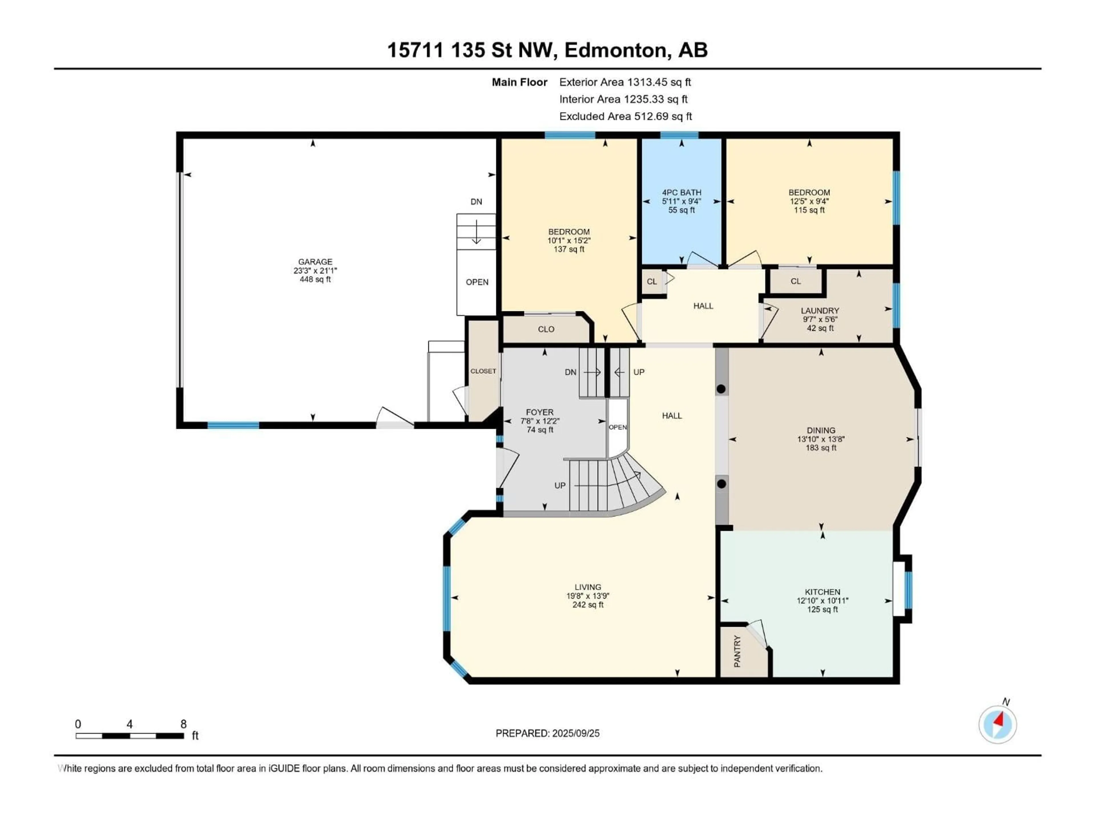 Floor plan for NW - 15711 135 ST, Edmonton Alberta T6V1P6