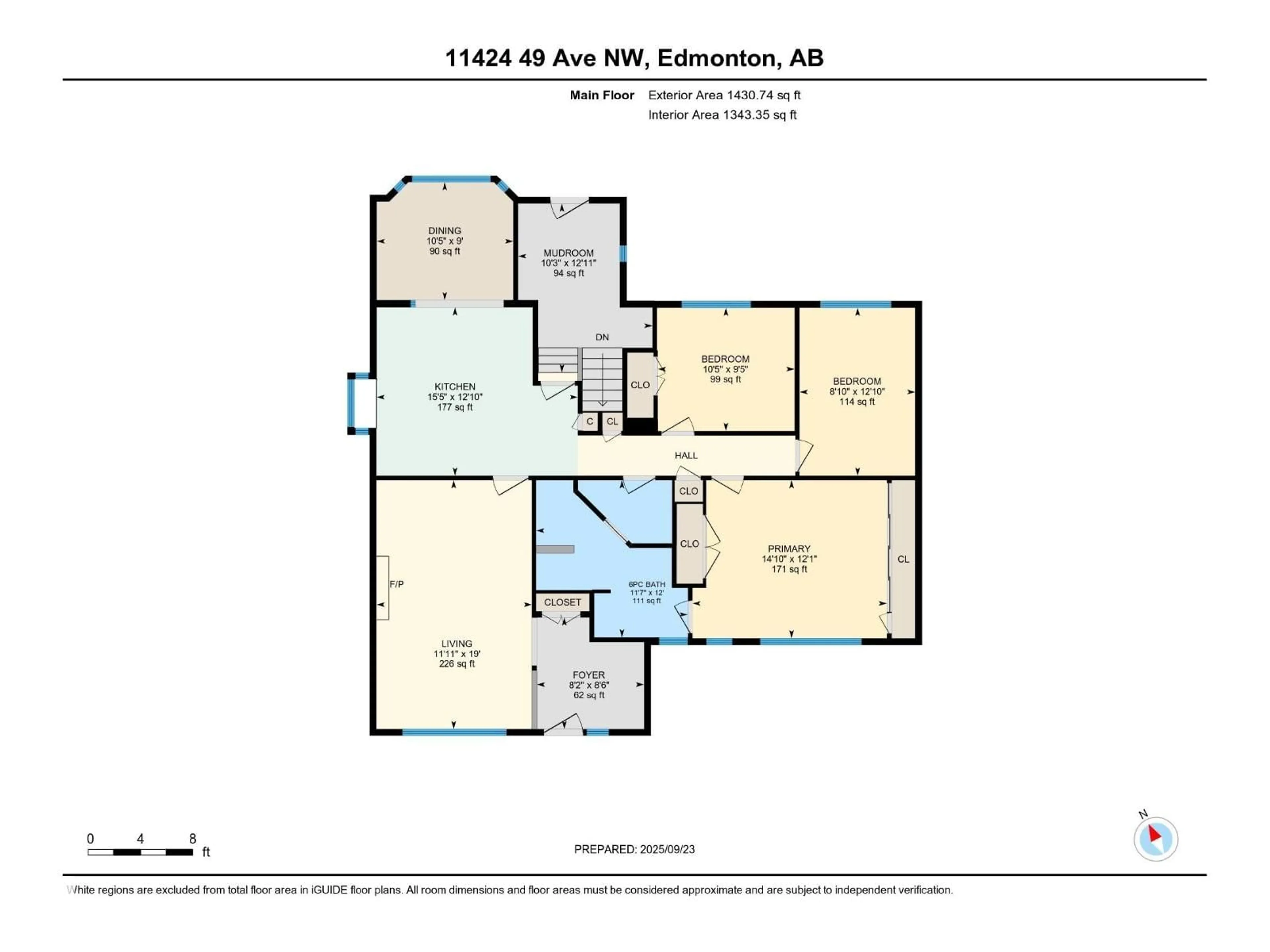 Floor plan for 11424 49 AV, Edmonton Alberta T6H0G8