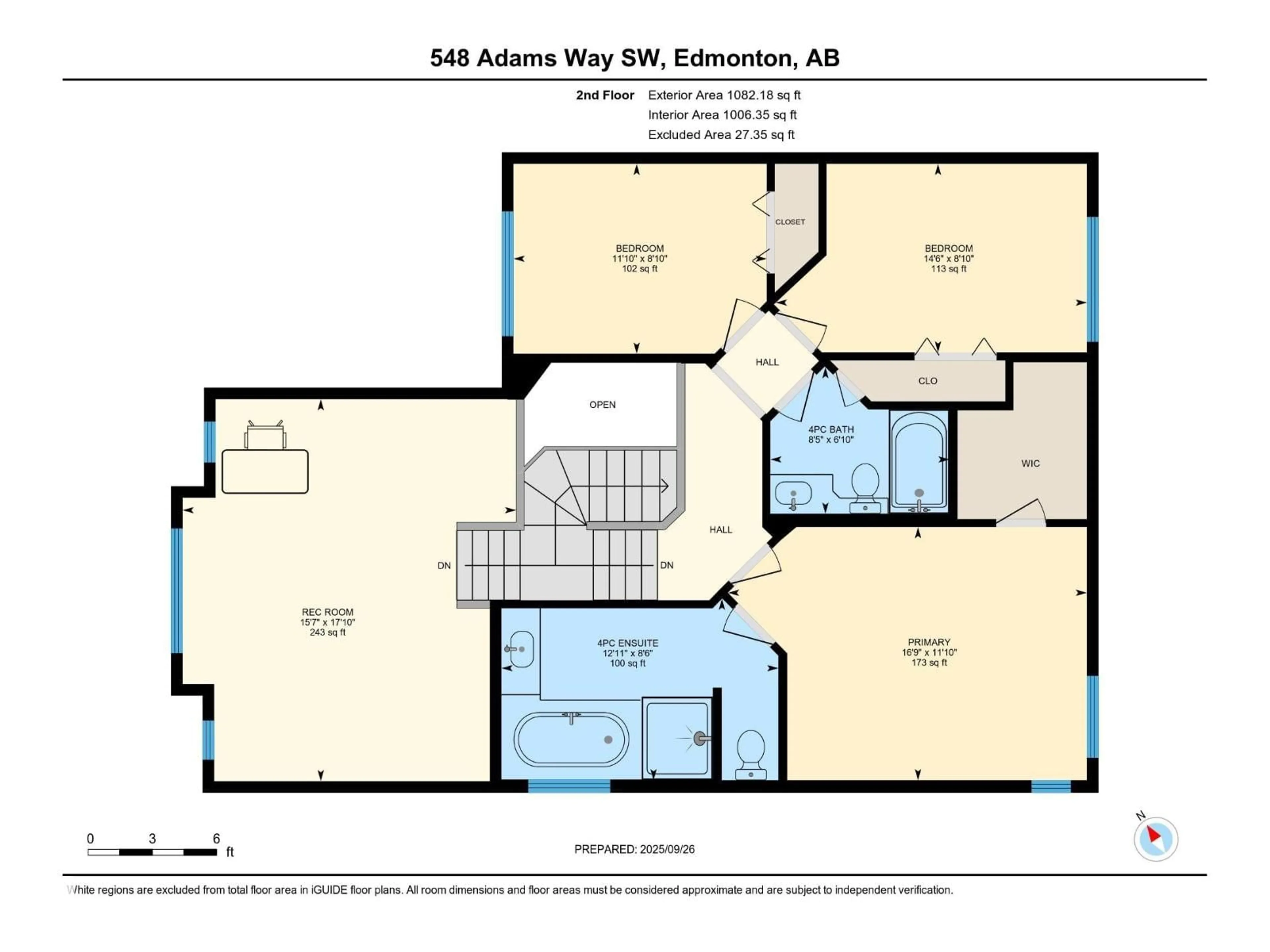 Floor plan for 548 ADAMS WY, Edmonton Alberta T6W0H1