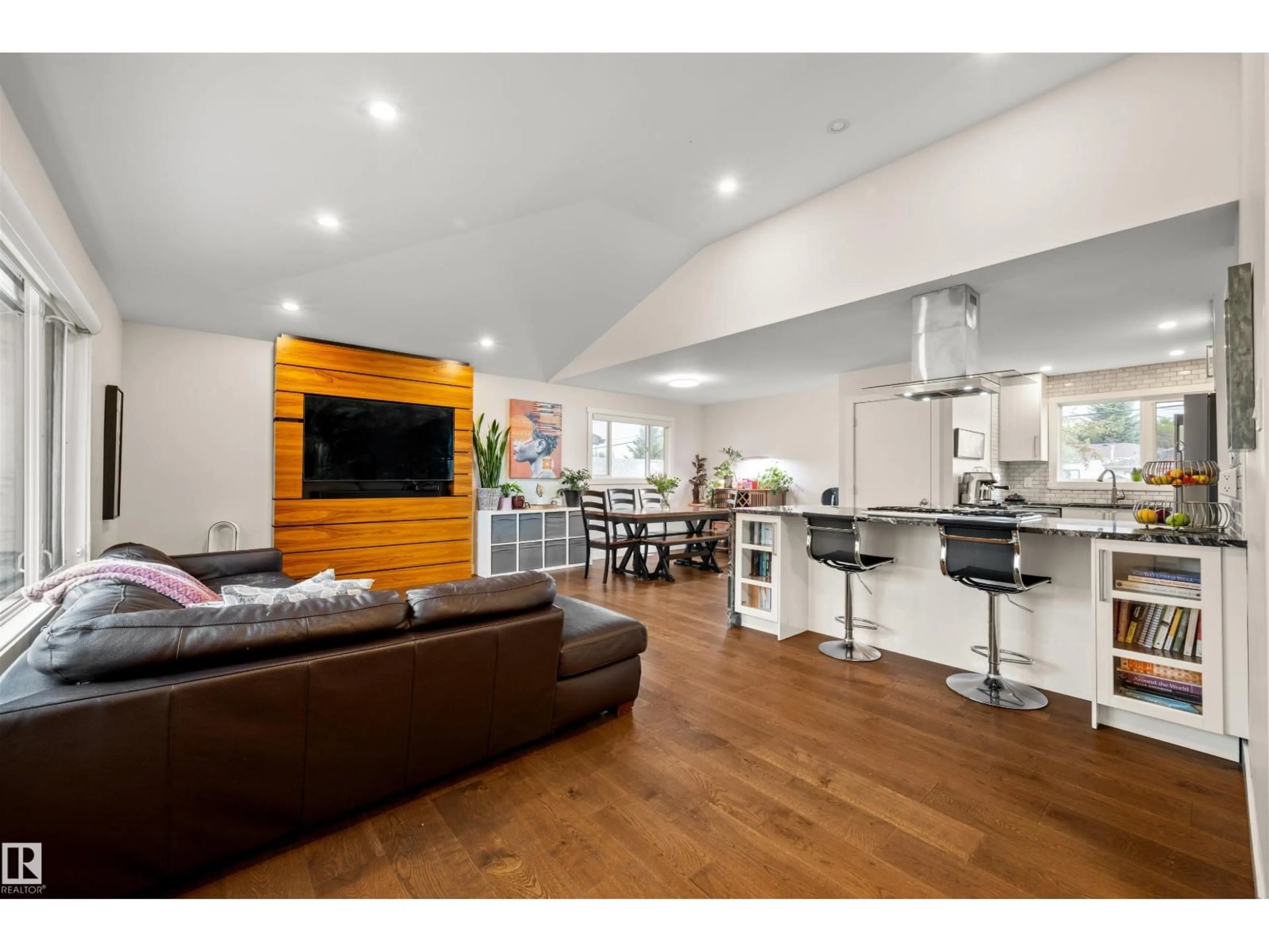 Open concept kitchen, wood/laminate floor for 8608 CONNORS RD, Edmonton Alberta T6C4B4
