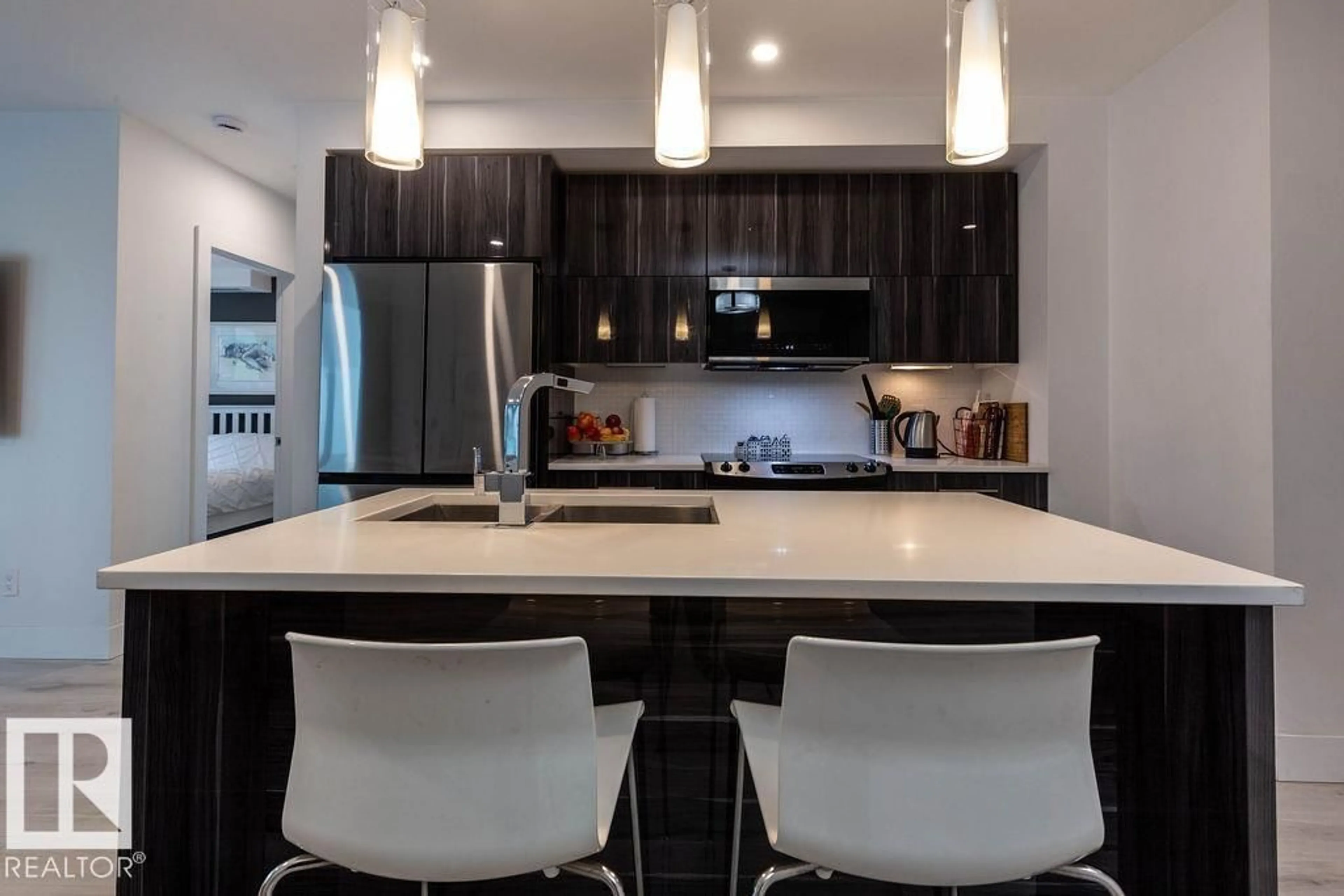 Contemporary kitchen, ceramic/tile floor for 206 - 11969 JASPER AV NW, Edmonton Alberta T5K0P1