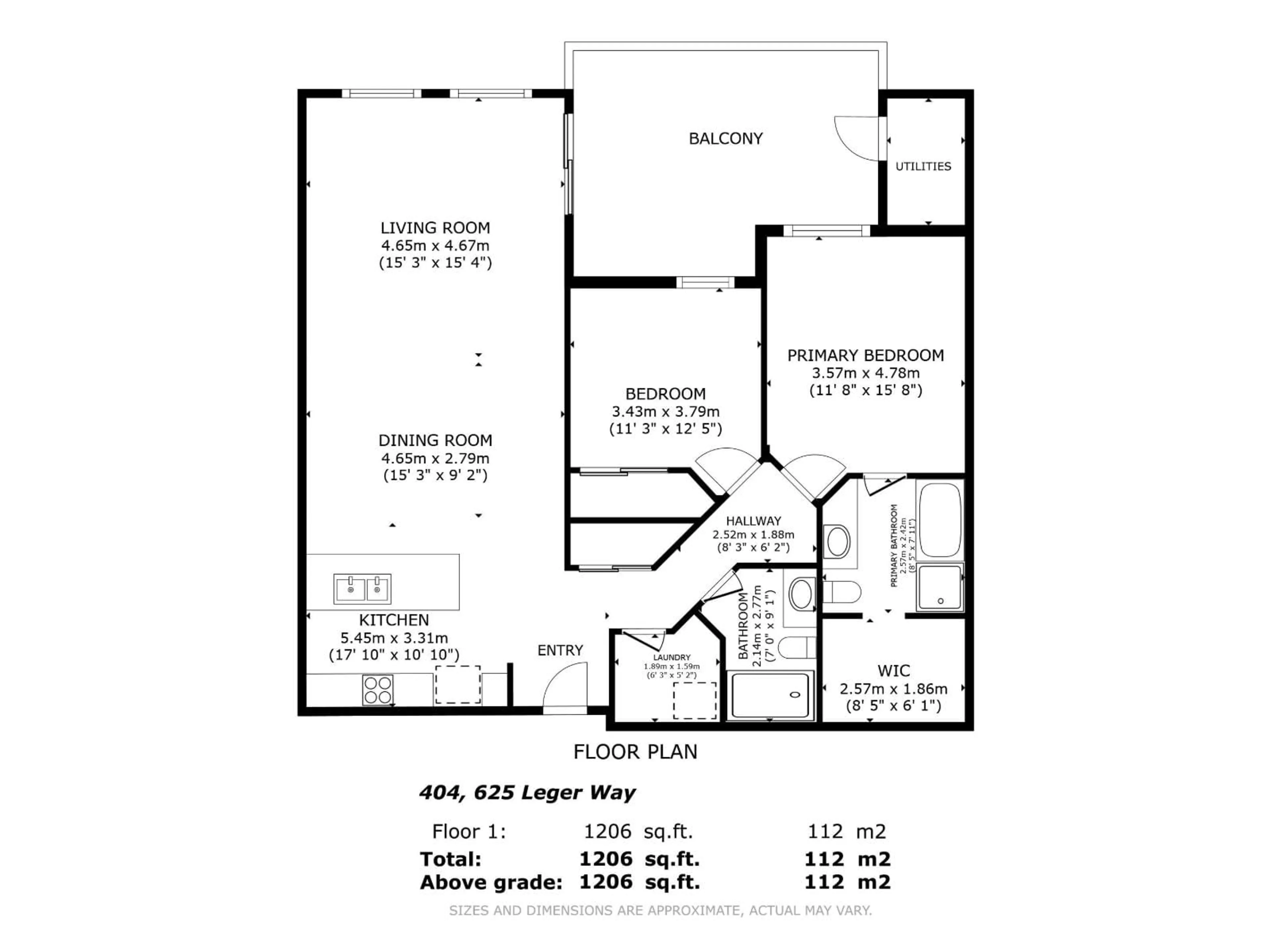 Floor plan for #404 - 625 LEGER WY, Edmonton Alberta T6R0W4