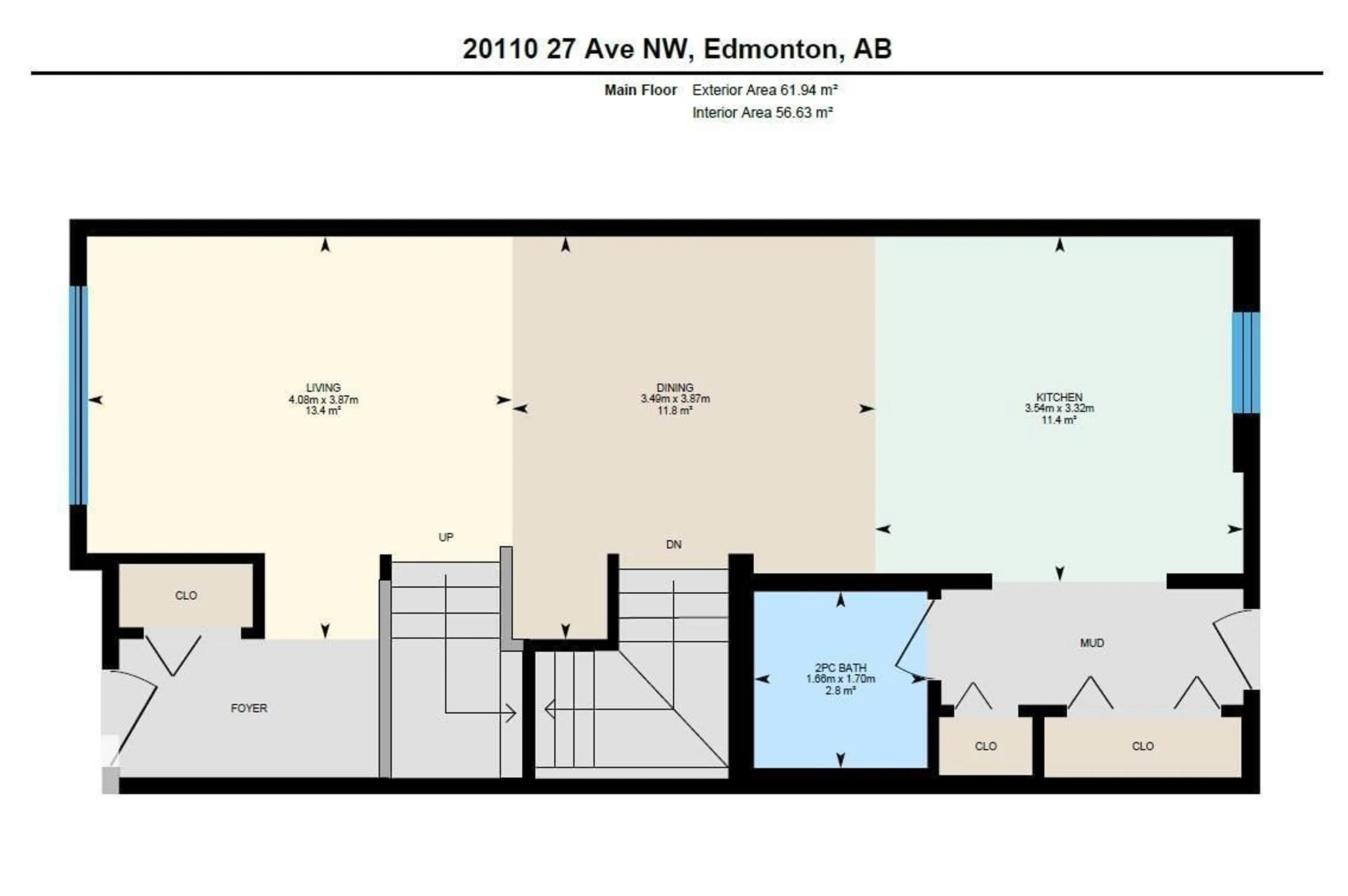 Floor plan for 20110 27 AV, Edmonton Alberta T6M0W7