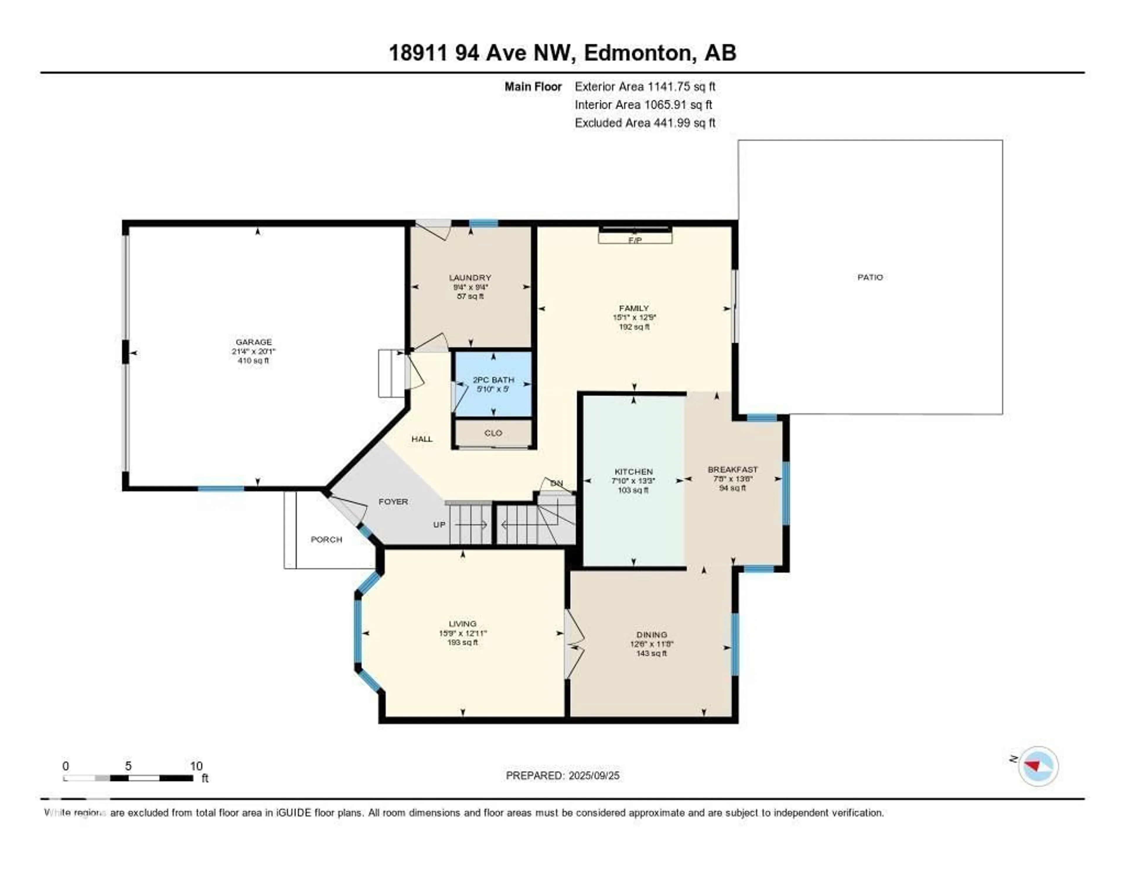 Floor plan for 18911 94 AV NW, Edmonton Alberta T5T4X5