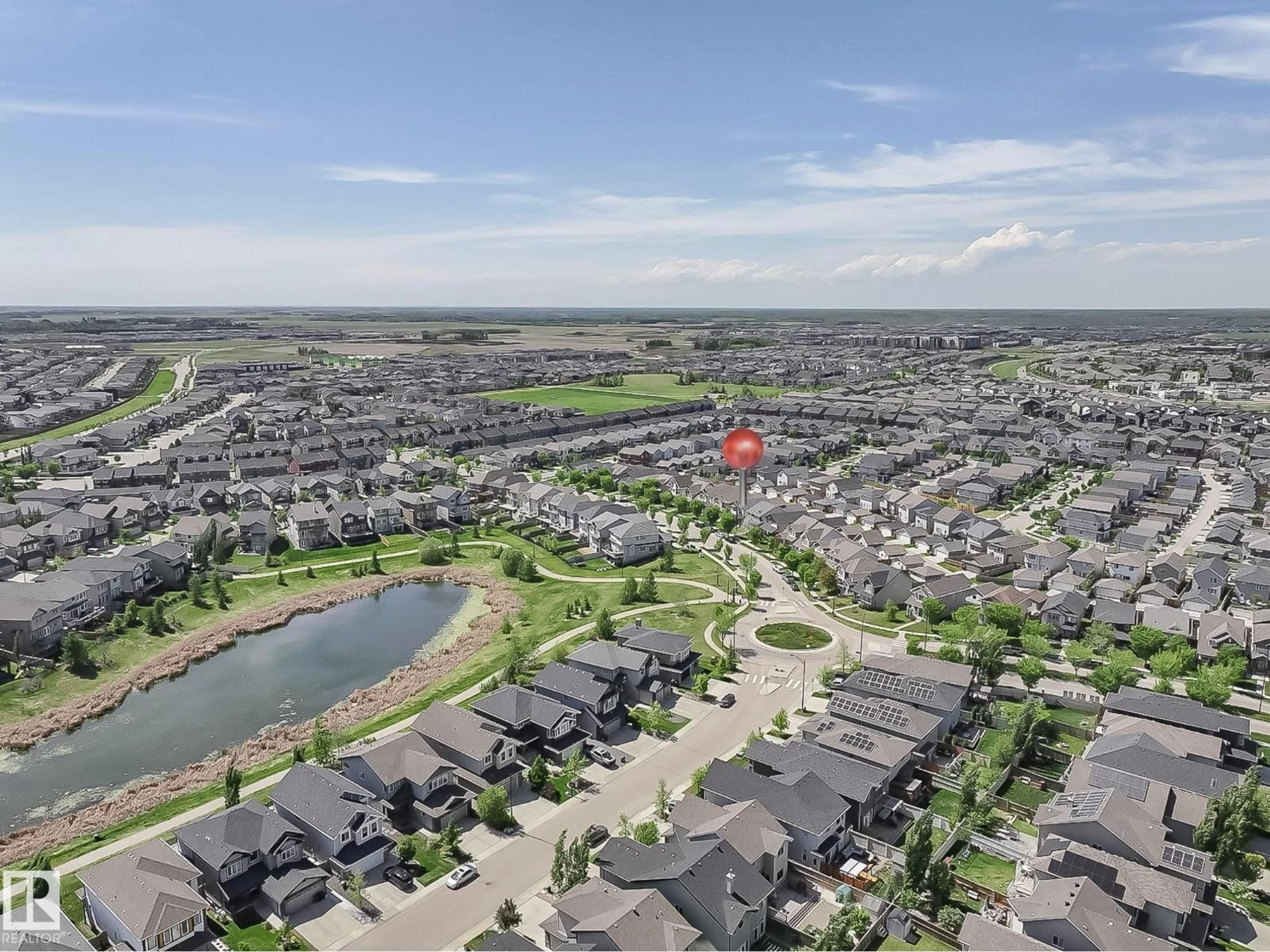 A pic from outside/outdoor area/front of a property/back of a property/a pic from drone, water/lake/river/ocean view for 2120 GLENRIDDING WAY, Edmonton Alberta T6W2H4