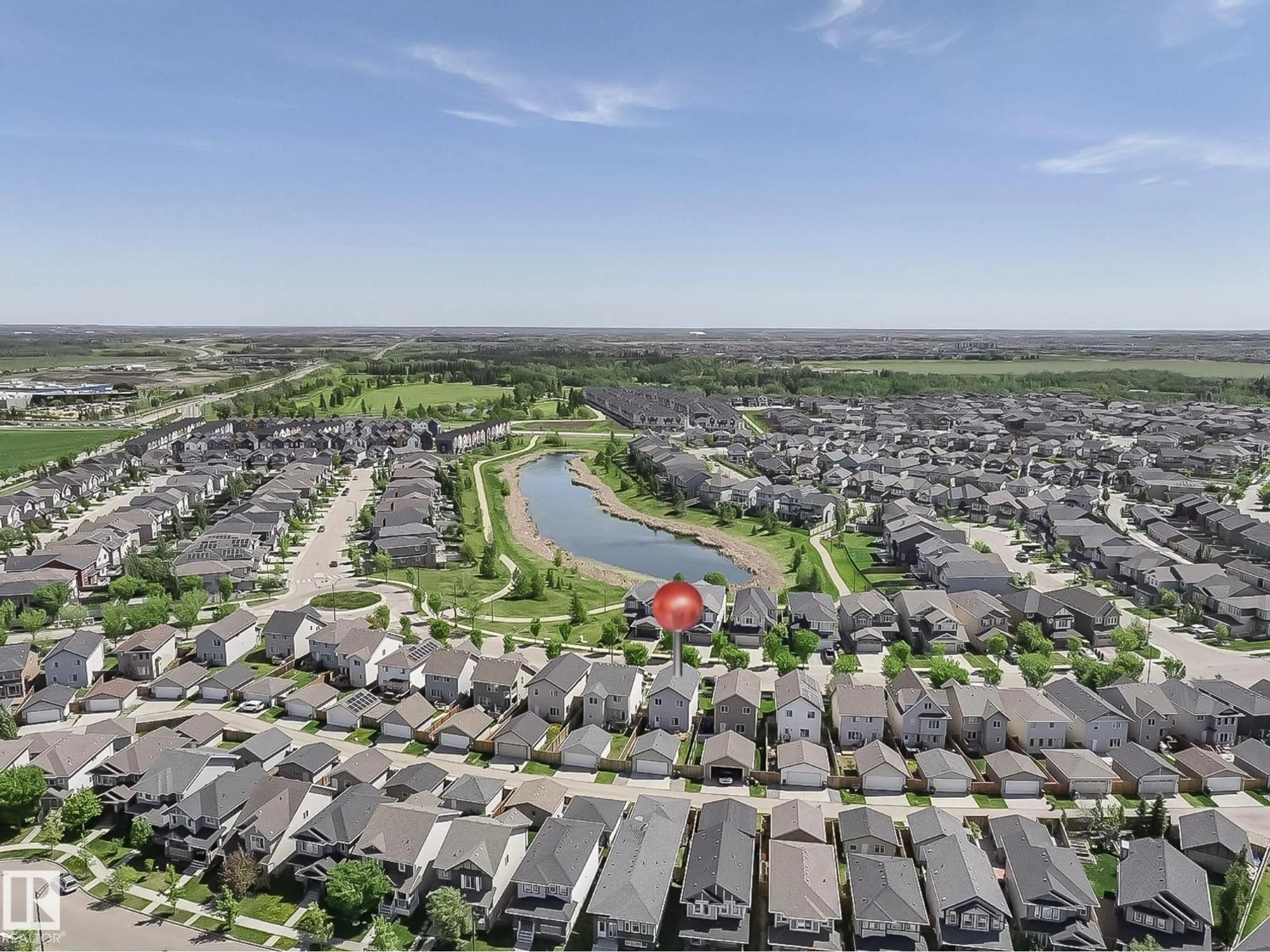 A pic from outside/outdoor area/front of a property/back of a property/a pic from drone, water/lake/river/ocean view for 2120 GLENRIDDING WAY, Edmonton Alberta T6W2H4