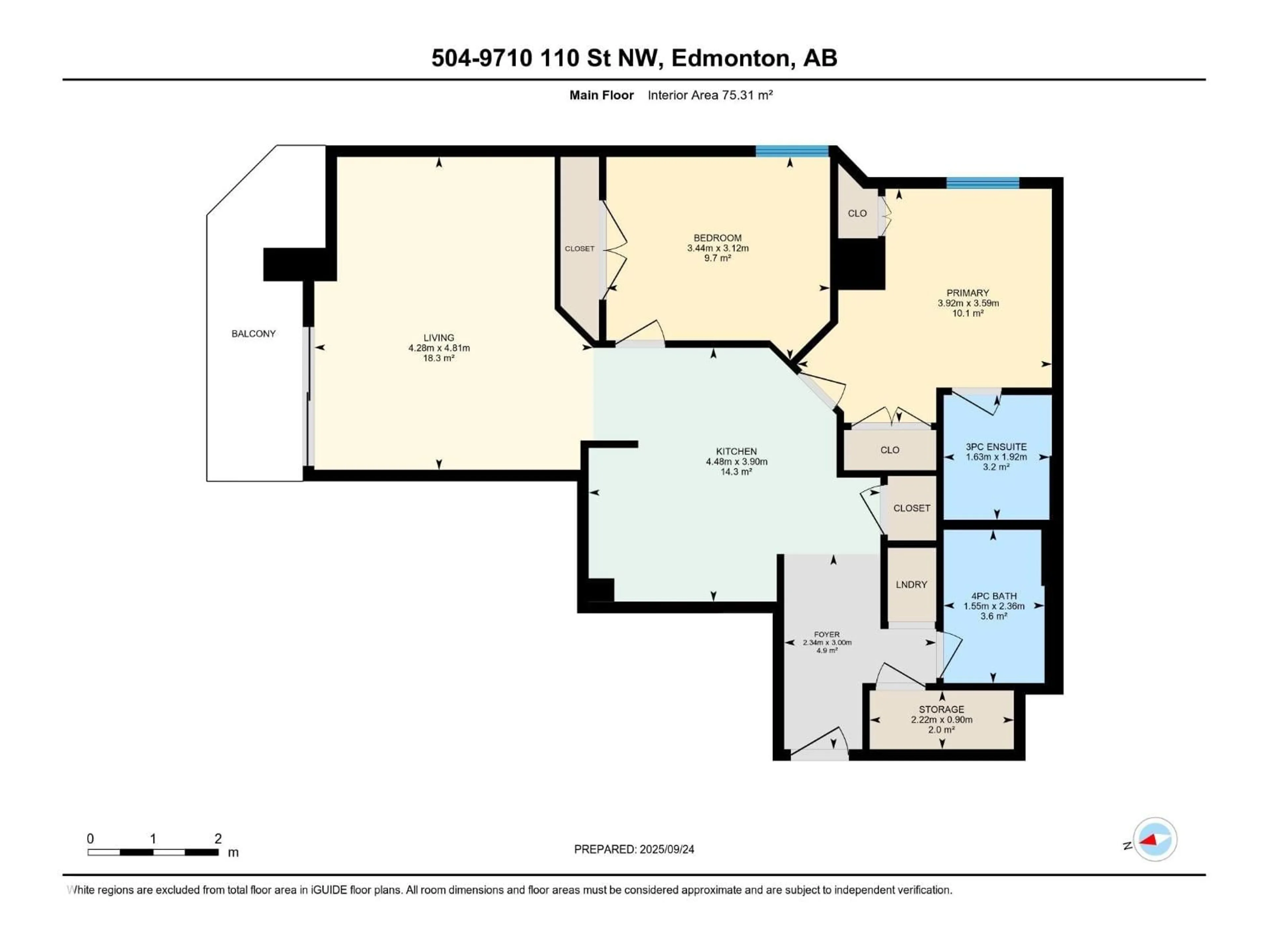 Floor plan for #504 - 9715 110 ST, Edmonton Alberta T5K2M1